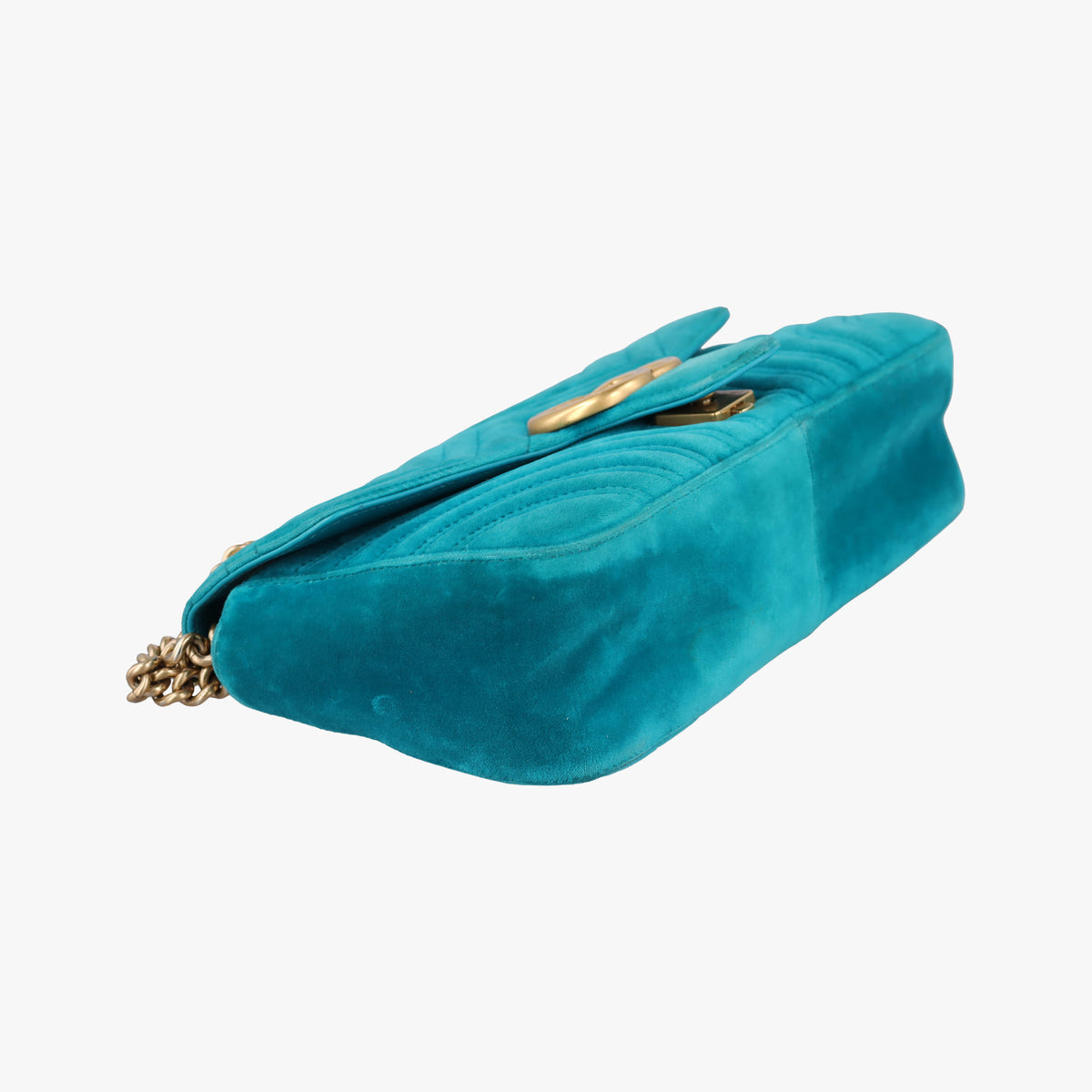 Pre-owned Gucci GG Marmont Blue velour 443497 shoulderbag | stylenewstar