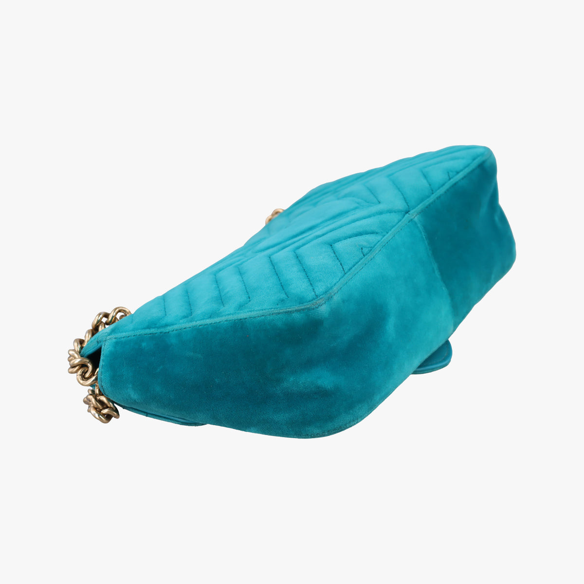 Pre-owned Gucci GG Marmont Blue velour 443497 shoulderbag | stylenewstar