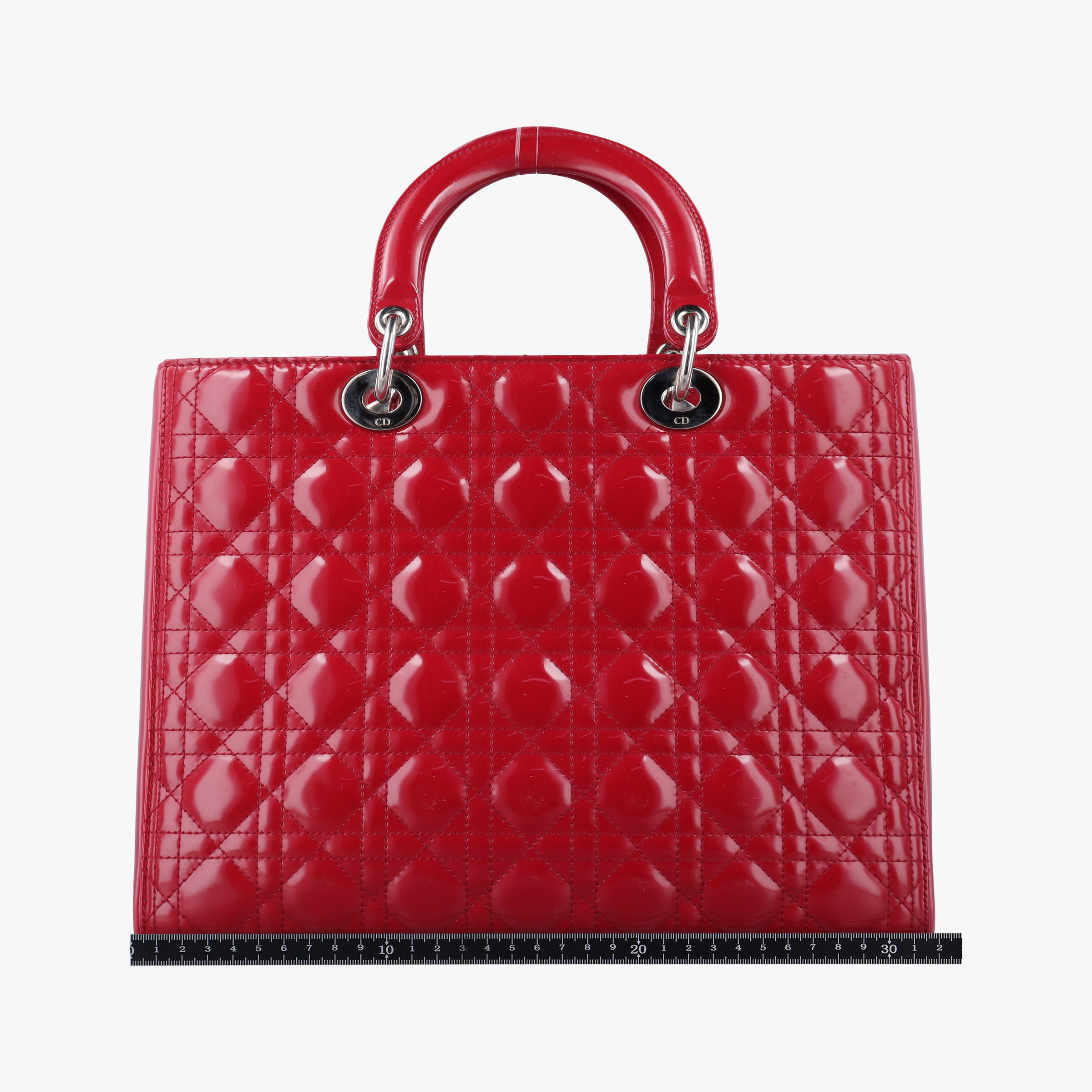 Pre-owned Christian Dior Lady Dior Red patent  shoulderbag | stylenewstar