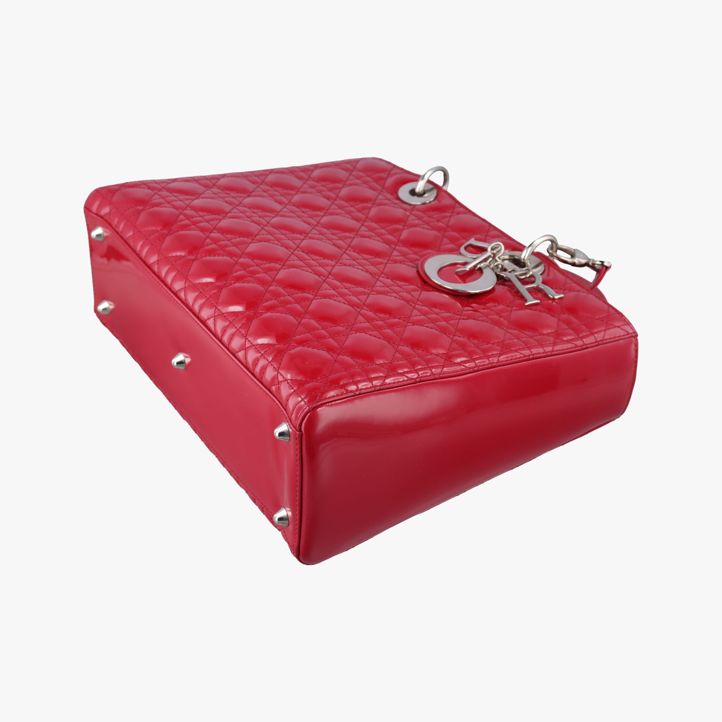 Pre-owned Christian Dior Lady Dior Red patent  shoulderbag | stylenewstar