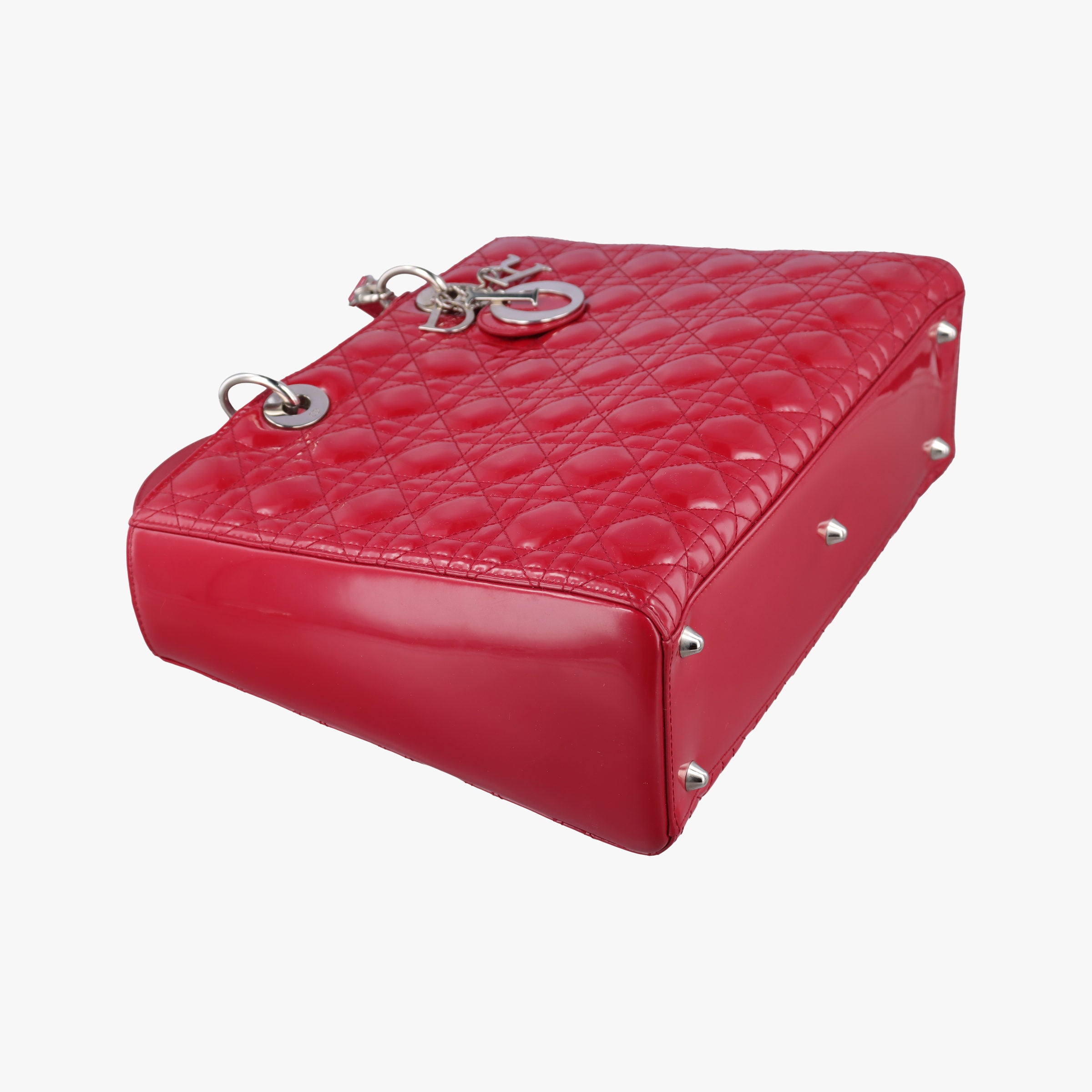Pre-owned Christian Dior Lady Dior Red patent  shoulderbag | stylenewstar
