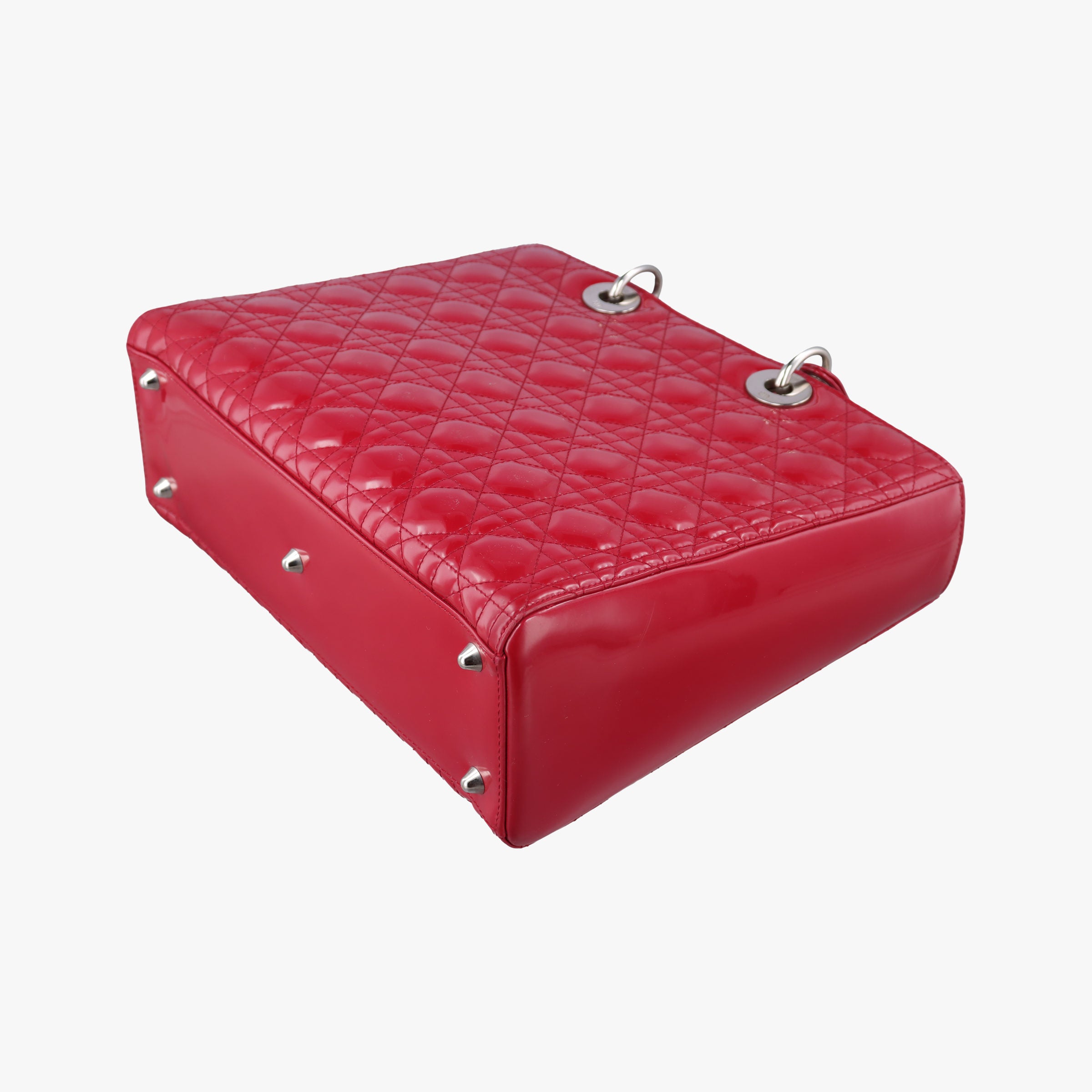 Pre-owned Christian Dior Lady Dior Red patent  shoulderbag | stylenewstar
