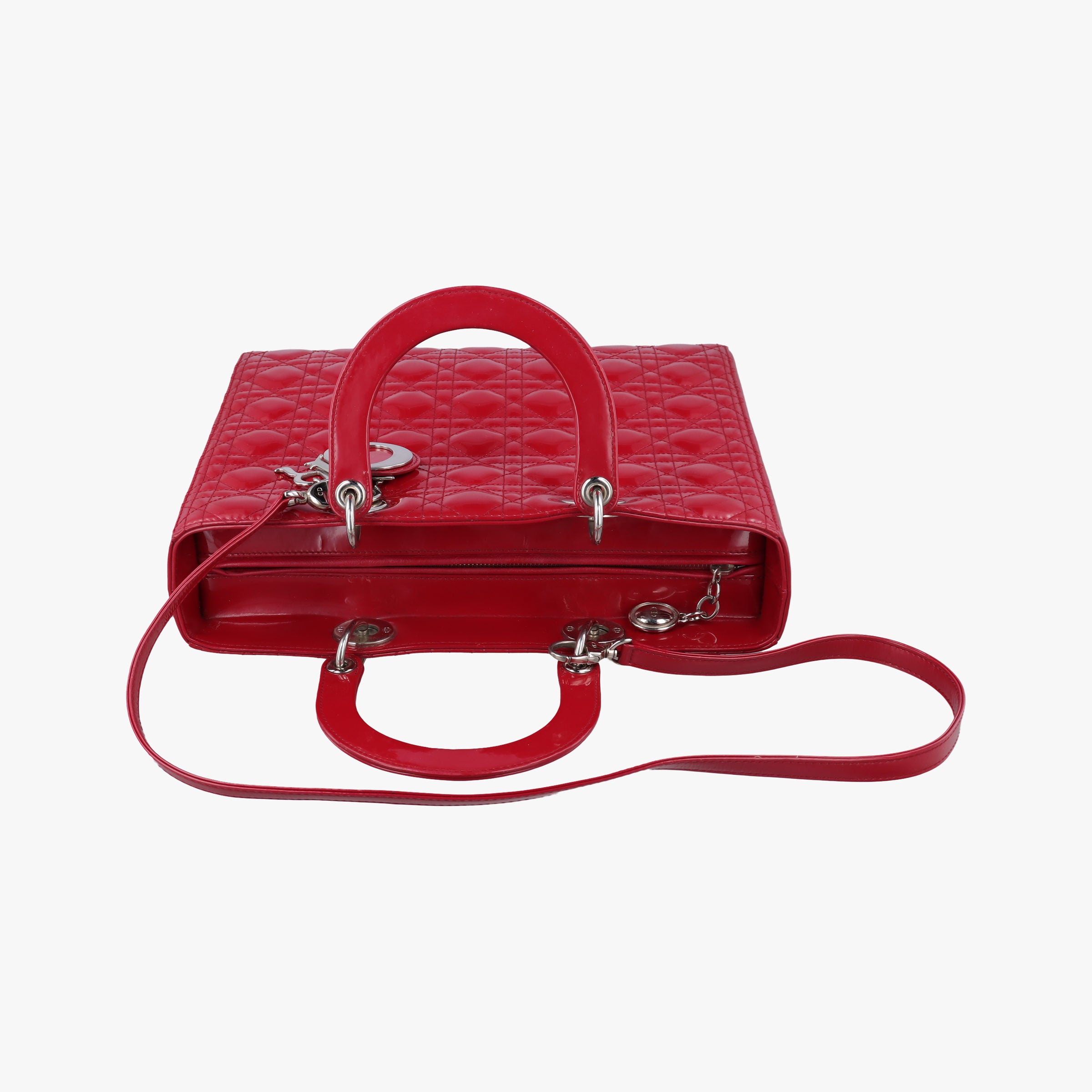 Pre-owned Christian Dior Lady Dior Red patent  shoulderbag | stylenewstar