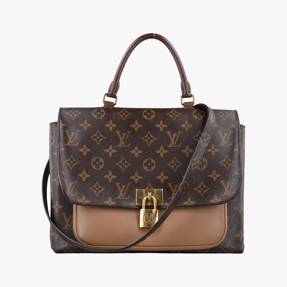 Pre-owned Louis Vuitton MARIGNAN brown×SESAME Monogram Canvas×calf leather M44259 shoulderbag | stylenewstar