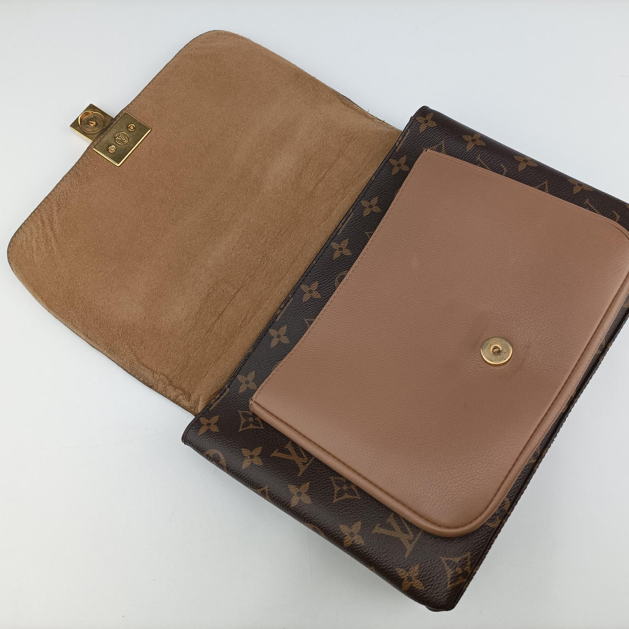 Pre-owned Louis Vuitton MARIGNAN brown×SESAME Monogram Canvas×calf leather M44259 shoulderbag | stylenewstar