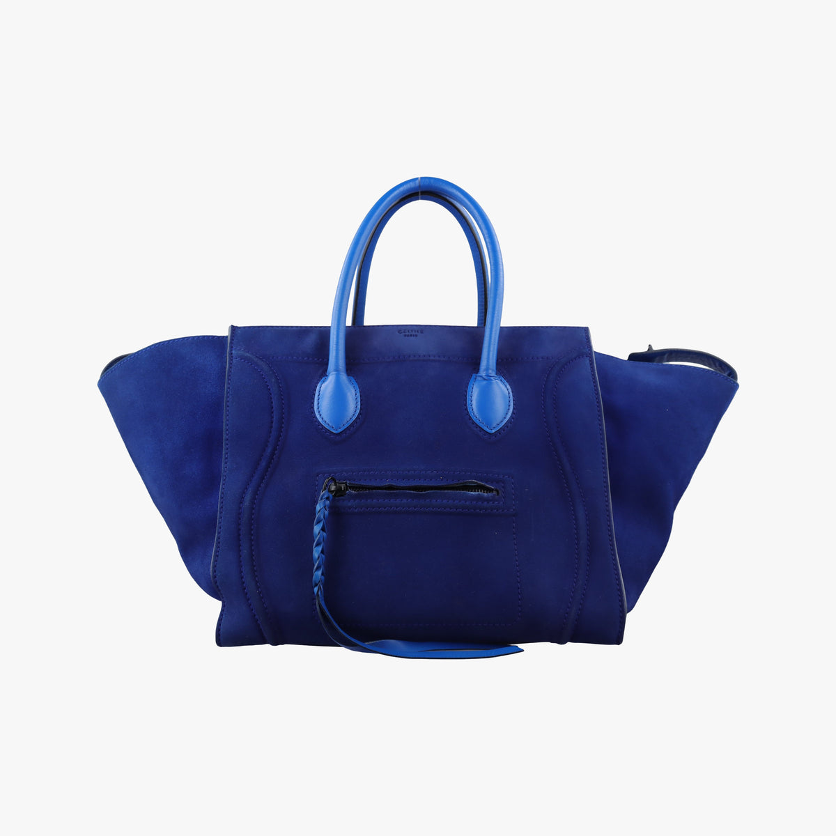 Pre-owned Celine Luggage Square Phantom Blue suede  handbag | stylenewstar