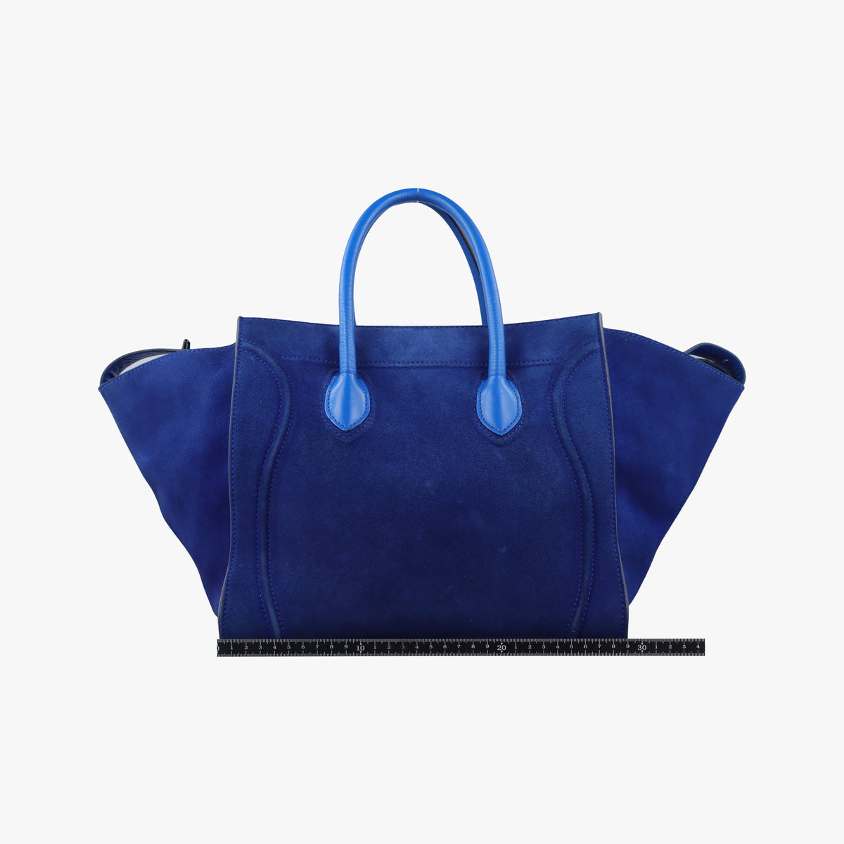 Pre-owned Celine Luggage Square Phantom Blue suede  handbag | stylenewstar