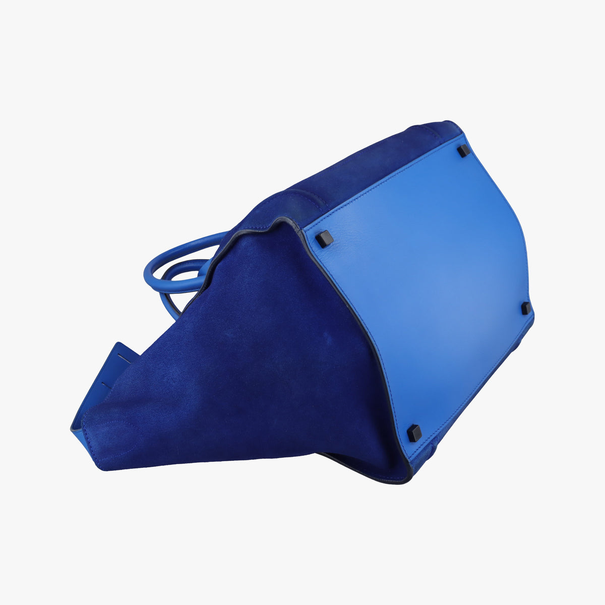 Pre-owned Celine Luggage Square Phantom Blue suede  handbag | stylenewstar