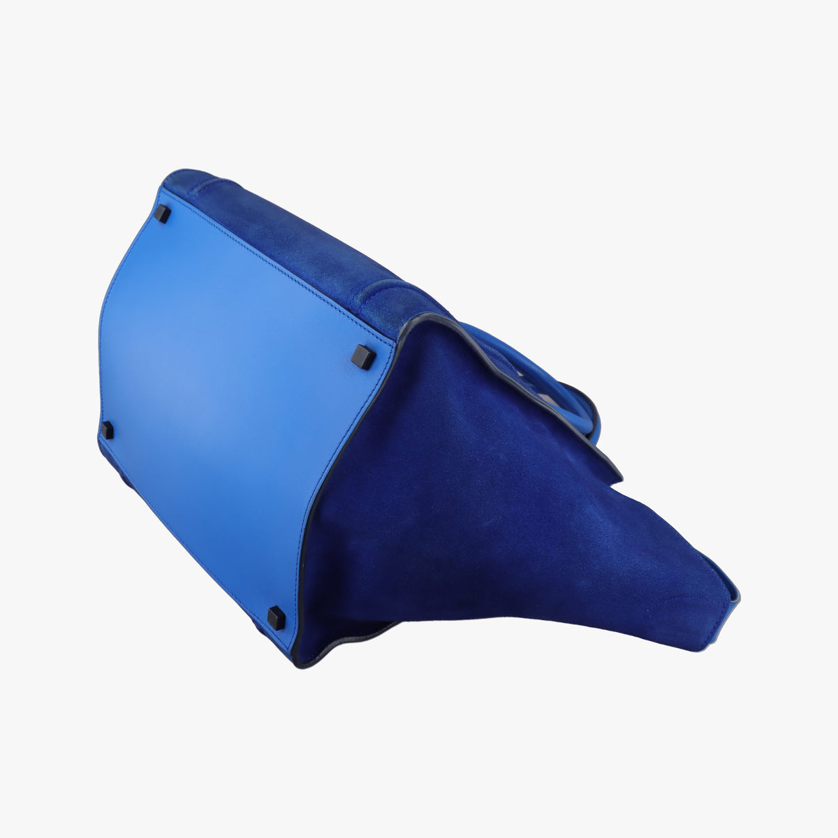Pre-owned Celine Luggage Square Phantom Blue suede  handbag | stylenewstar