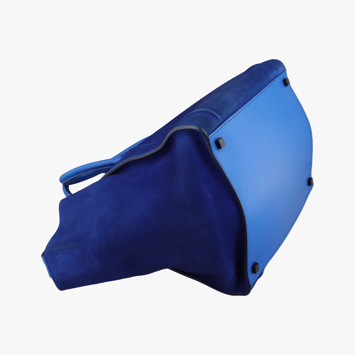 Pre-owned Celine Luggage Square Phantom Blue suede  handbag | stylenewstar