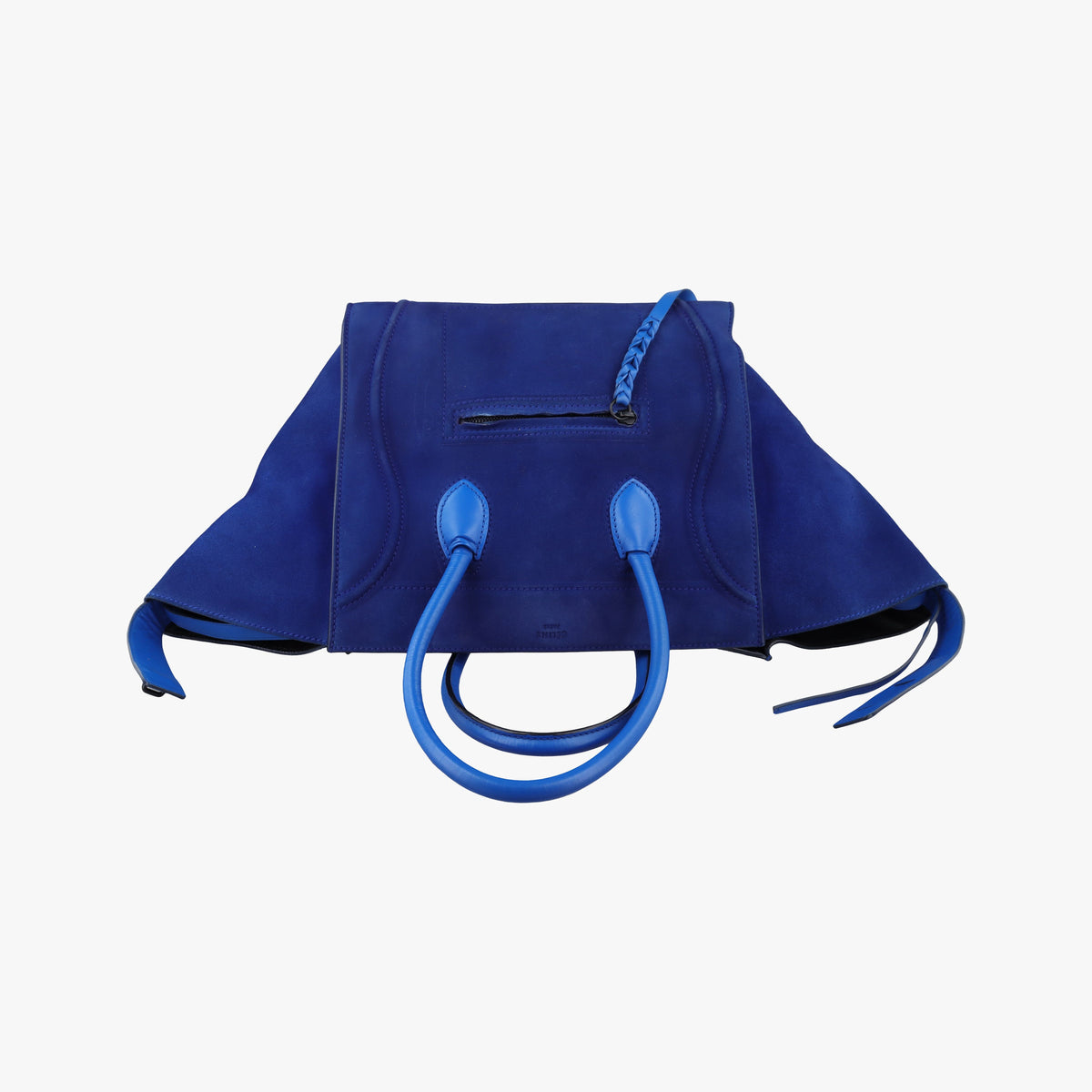 Pre-owned Celine Luggage Square Phantom Blue suede  handbag | stylenewstar