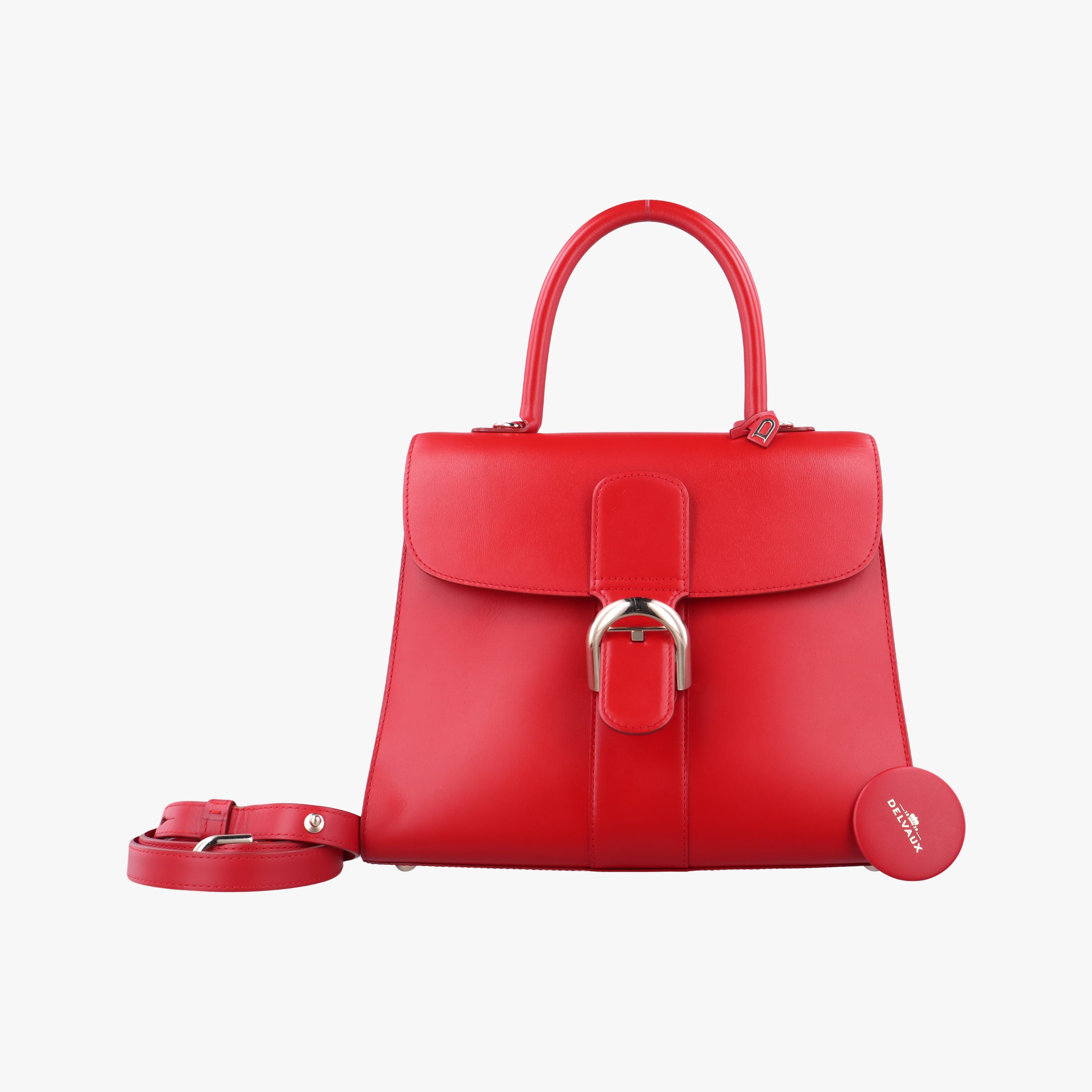 Pre-owned Delvaux Brillon MM Red leather  shoulderbag | stylenewstar