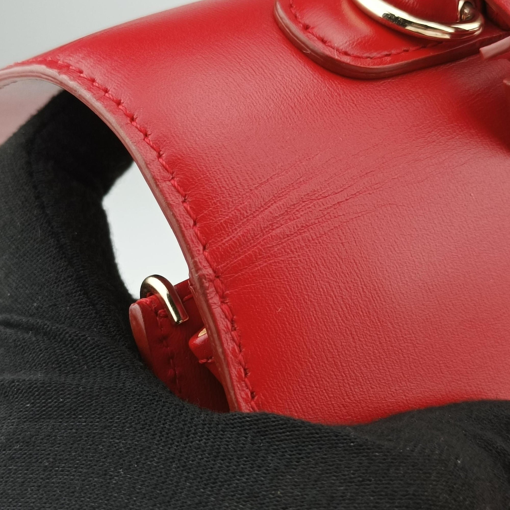 Pre-owned Delvaux Brillon MM Red leather  shoulderbag | stylenewstar