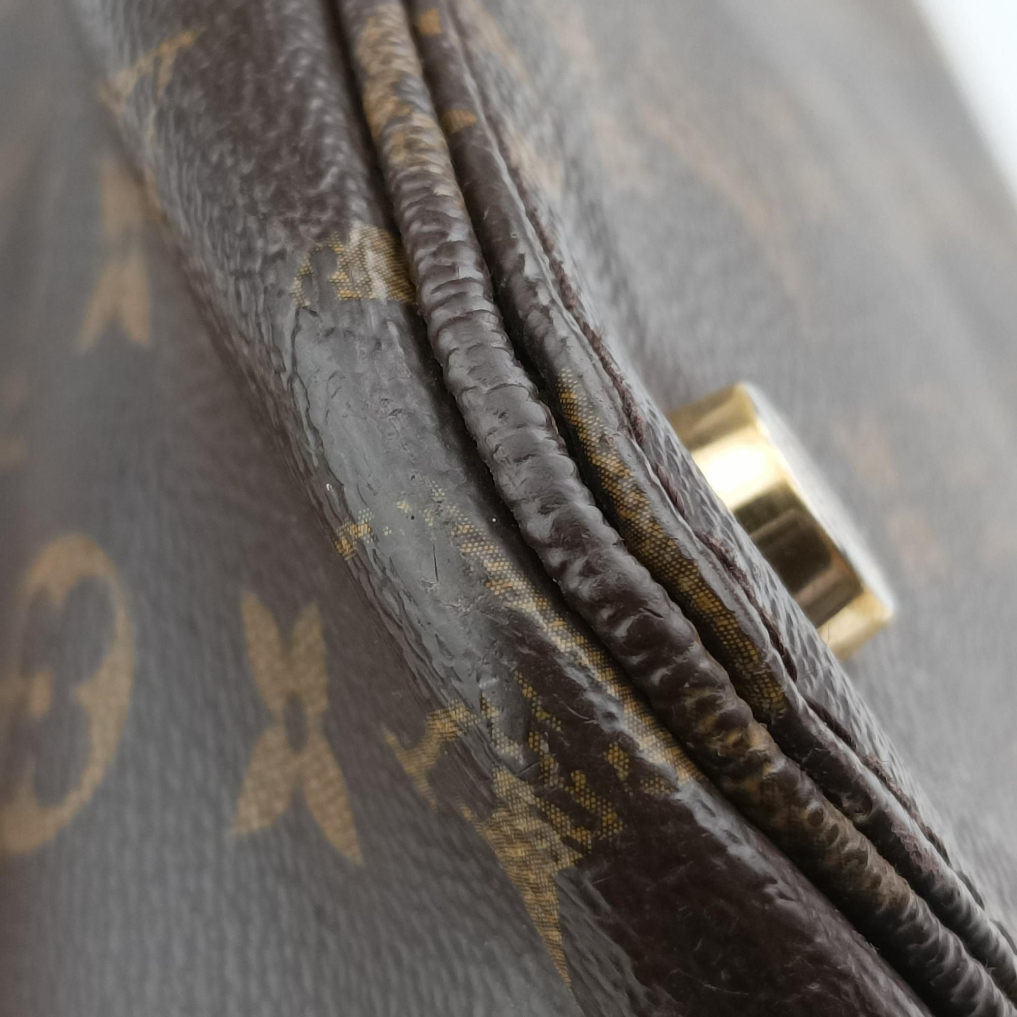 Pre-owned Louis Vuitton Lockit MM Brown Monogram Canvas×calf leather M40606 handbag | stylenewstar