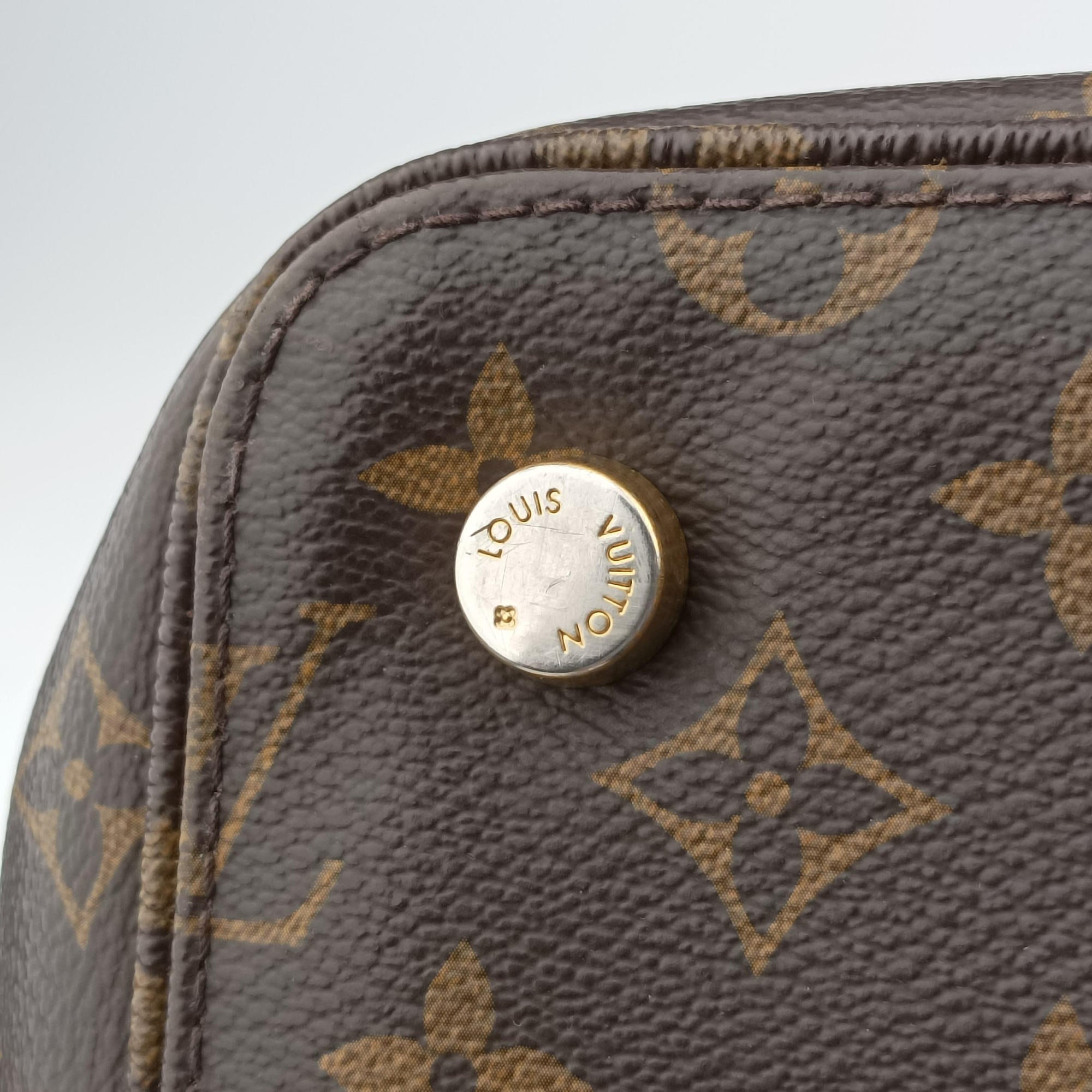 Pre-owned Louis Vuitton Lockit MM Brown Monogram Canvas×calf leather M40606 handbag | stylenewstar