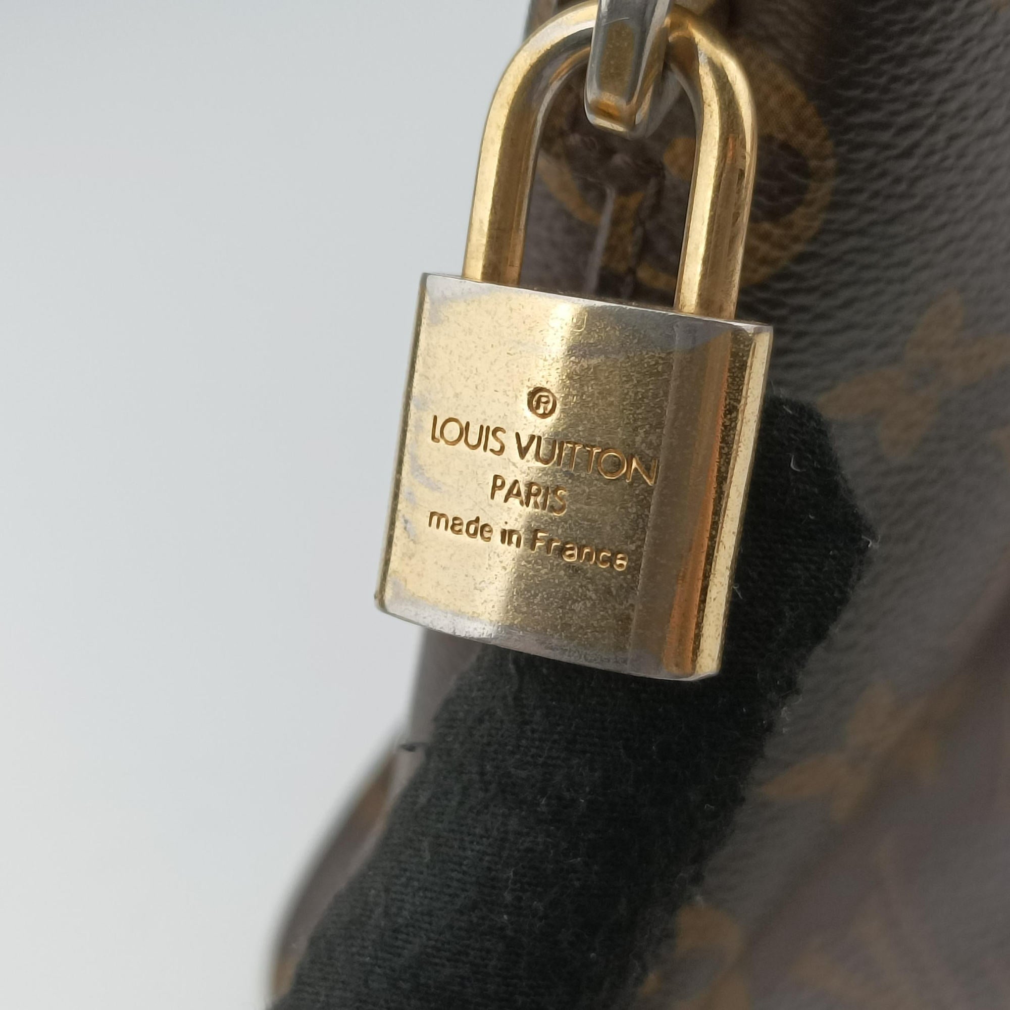 Pre-owned Louis Vuitton Lockit MM Brown Monogram Canvas×calf leather M40606 handbag | stylenewstar
