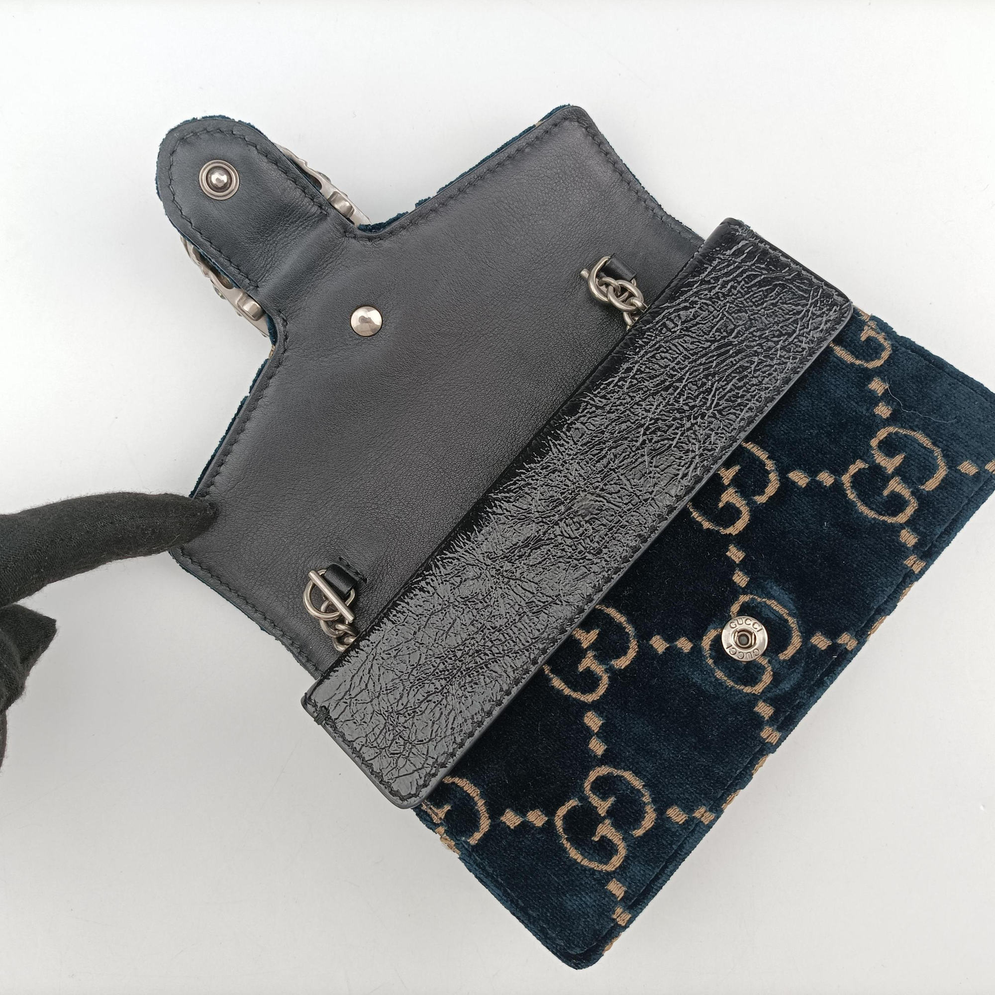 Pre-owned Gucci Dionysus Navy velour 476432 shoulderbag | stylenewstar