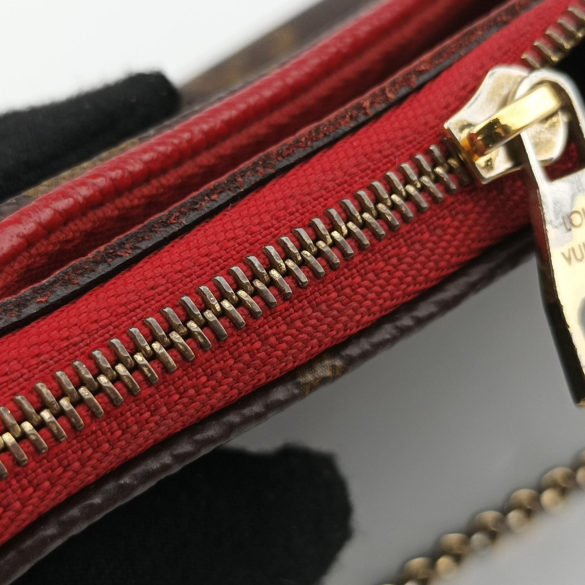 Pre-owned Louis Vuitton PALLAS Clutch brown×CERISE Monogram Canvas×calf leather M41638 shoulderbag | stylenewstar