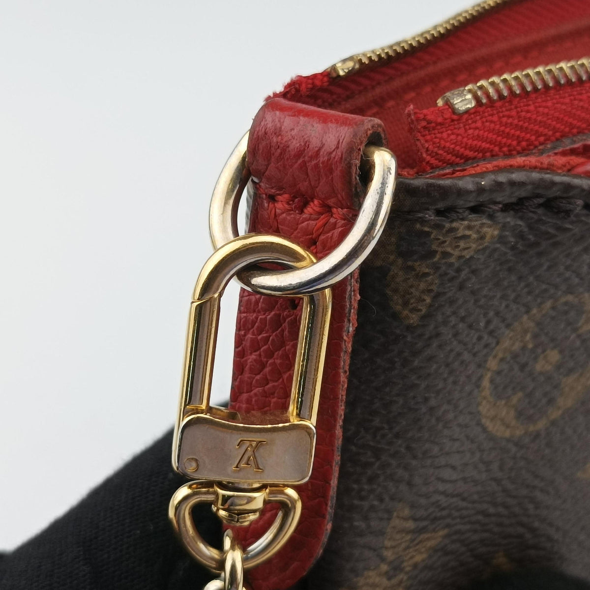 Pre-owned Louis Vuitton PALLAS Clutch brown×CERISE Monogram Canvas×calf leather M41638 shoulderbag | stylenewstar