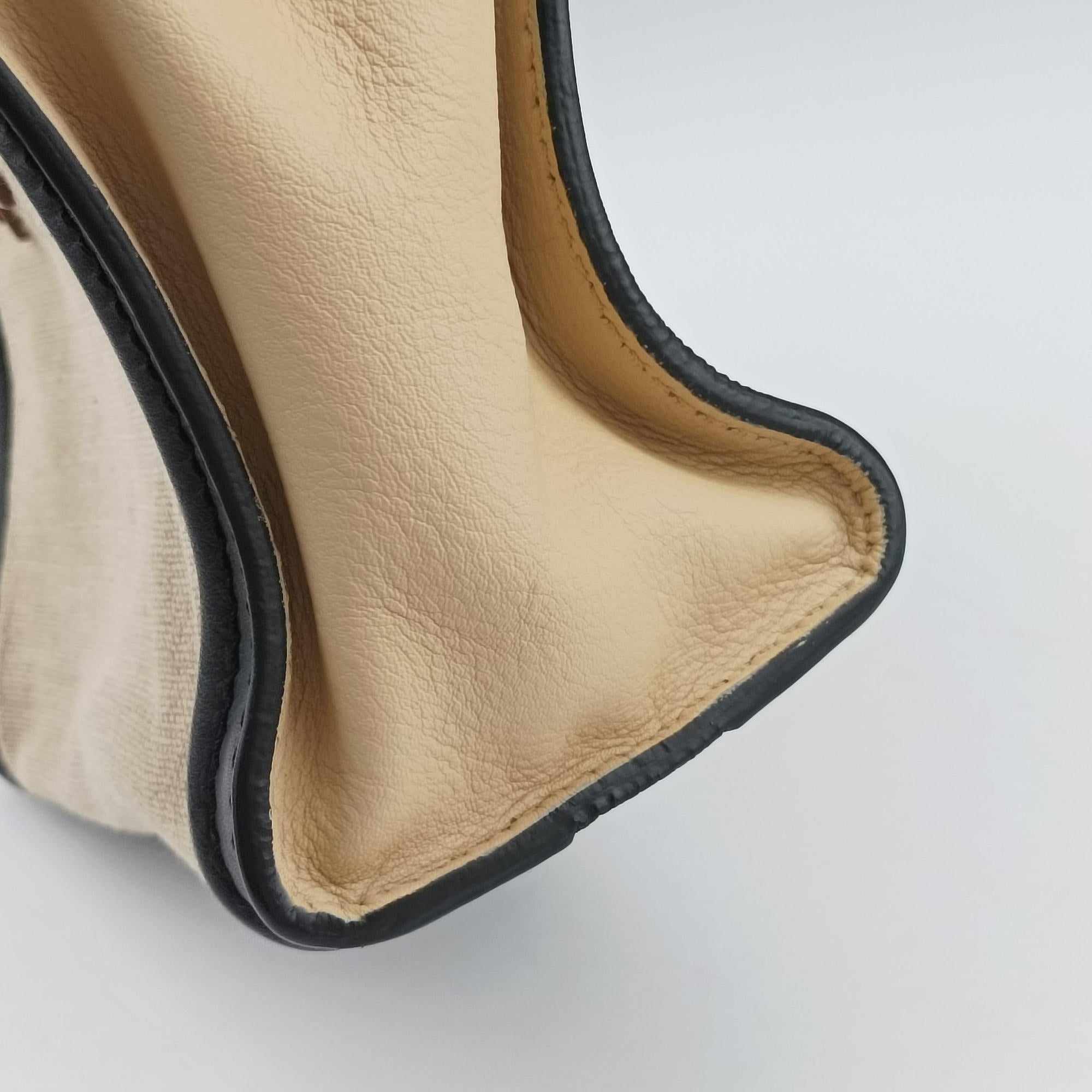 Pre-owned Celine luggage nano shopper Ivory×black×brown Canvas×leather  shoulderbag | stylenewstar