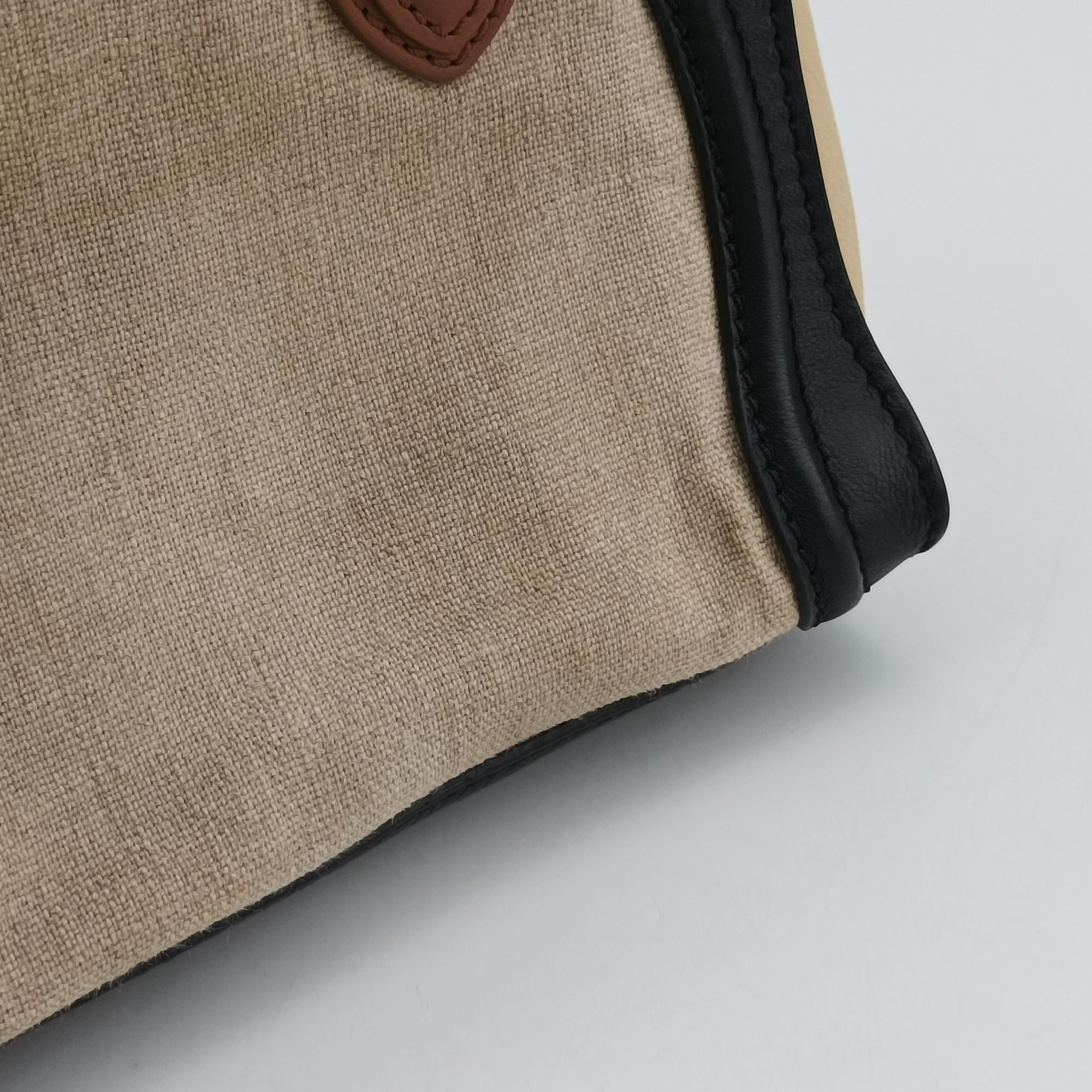 Pre-owned Celine luggage nano shopper Ivory×black×brown Canvas×leather  shoulderbag | stylenewstar