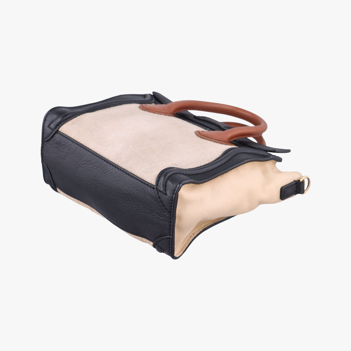 Pre-owned Celine luggage nano shopper Ivory×black×brown Canvas×leather  shoulderbag | stylenewstar
