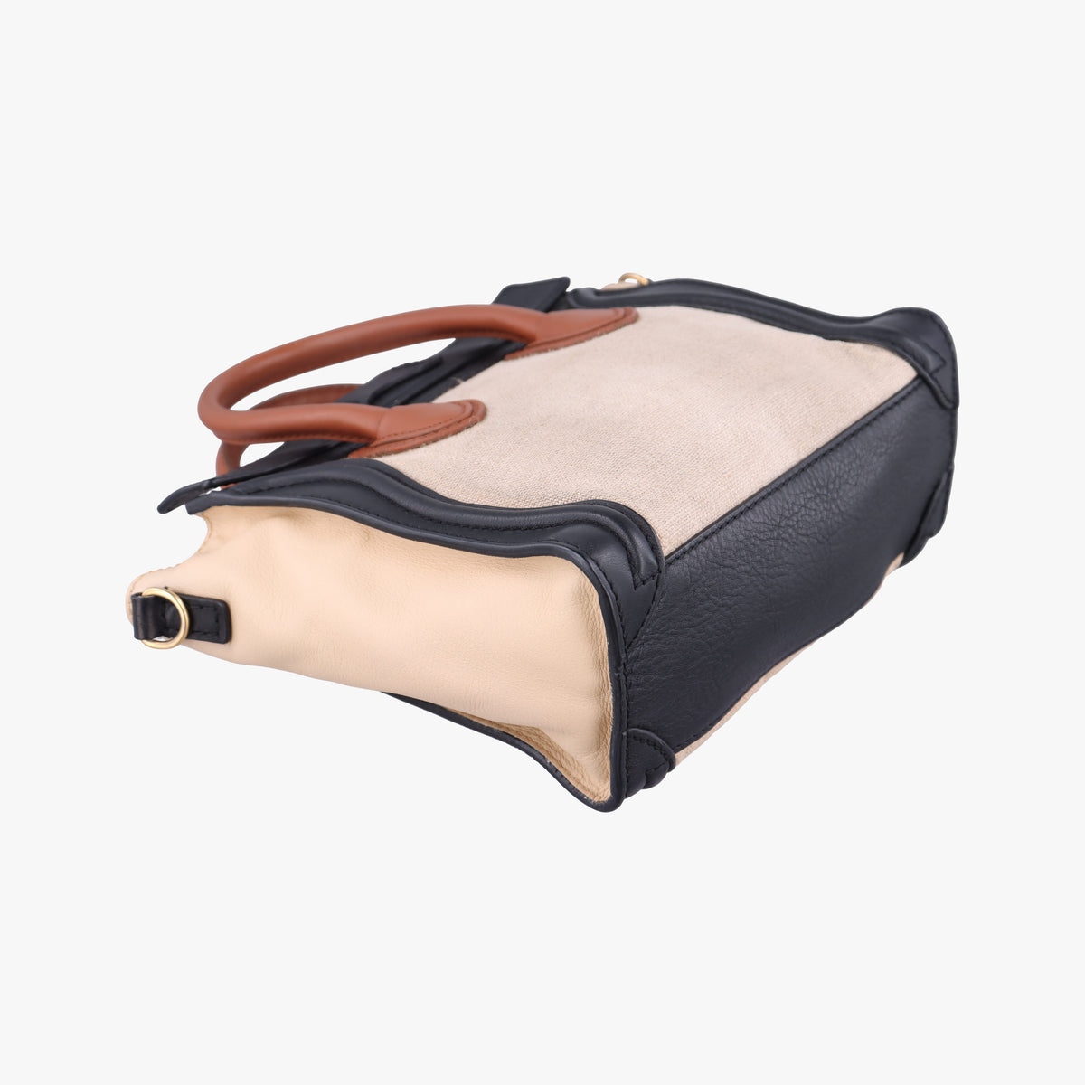Pre-owned Celine luggage nano shopper Ivory×black×brown Canvas×leather  shoulderbag | stylenewstar