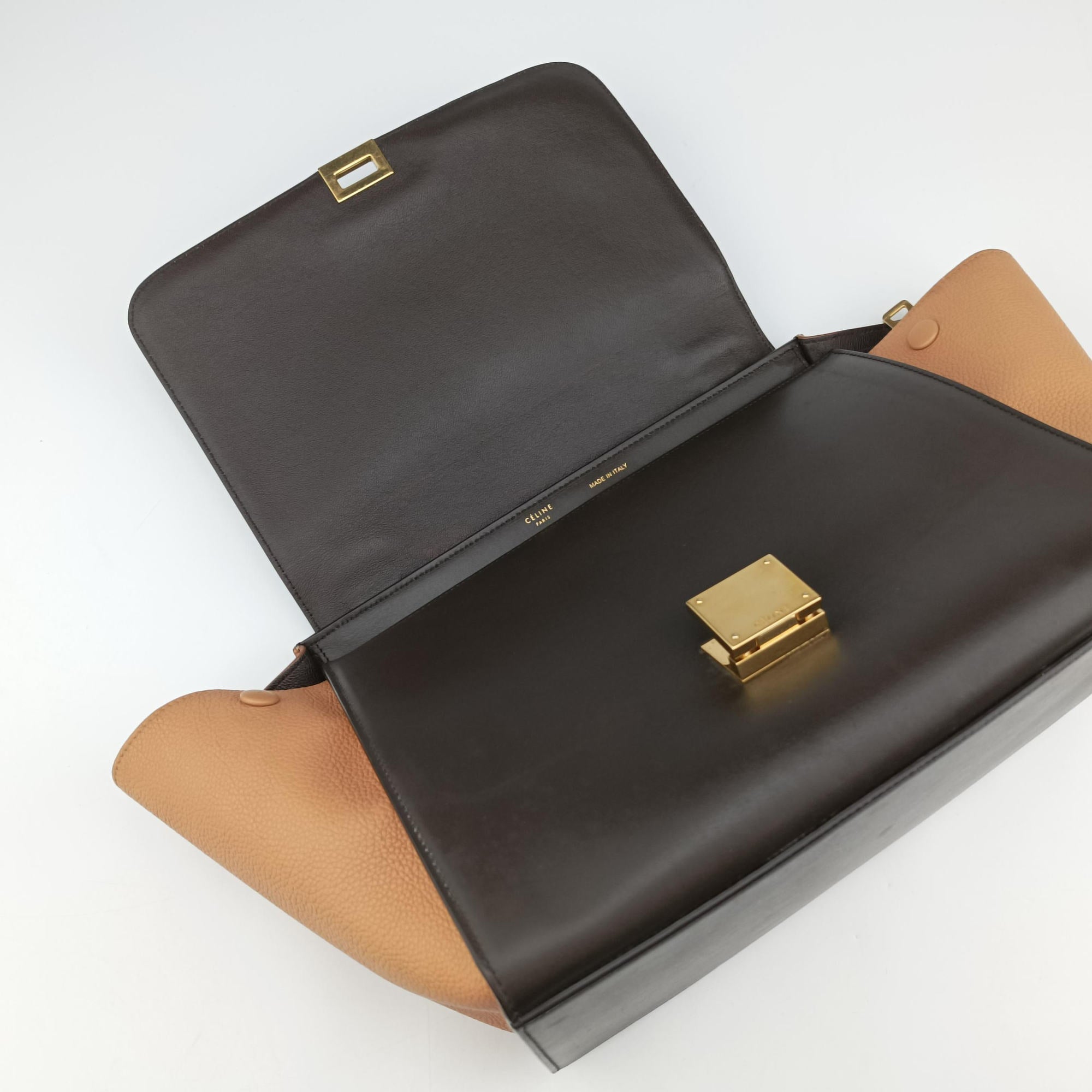 Pre-owned Celine Trapeze Green × Brown × Orange leather  shoulderbag | stylenewstar