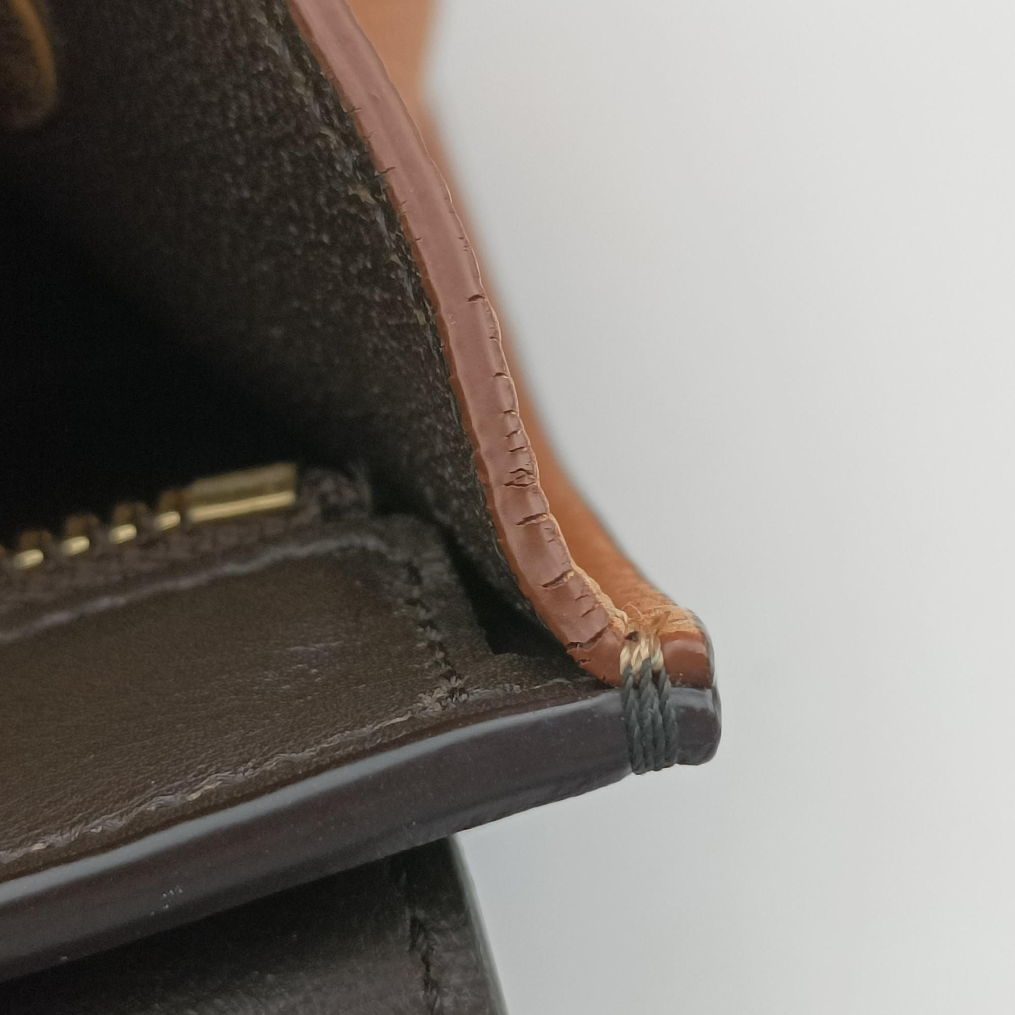 Pre-owned Celine Trapeze Green × Brown × Orange leather  shoulderbag | stylenewstar