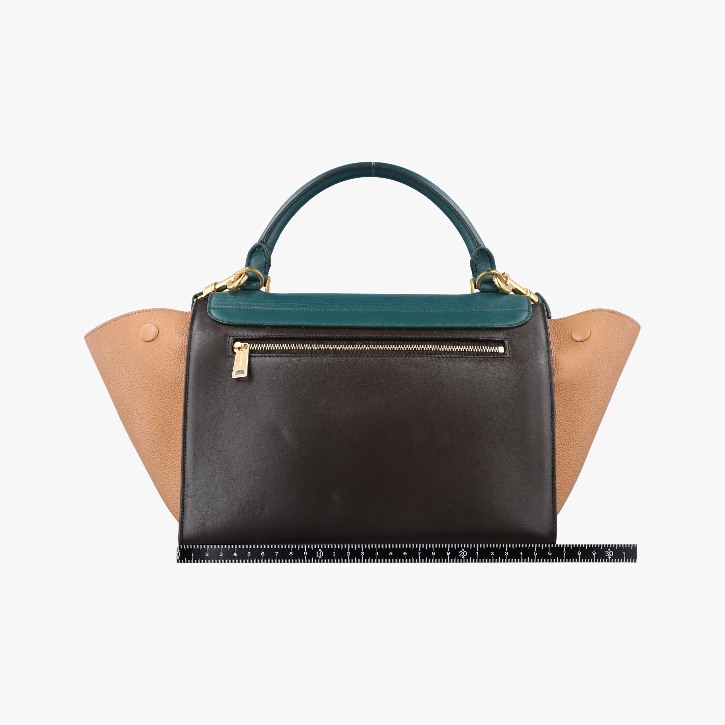 Pre-owned Celine Trapeze Green × Brown × Orange leather  shoulderbag | stylenewstar