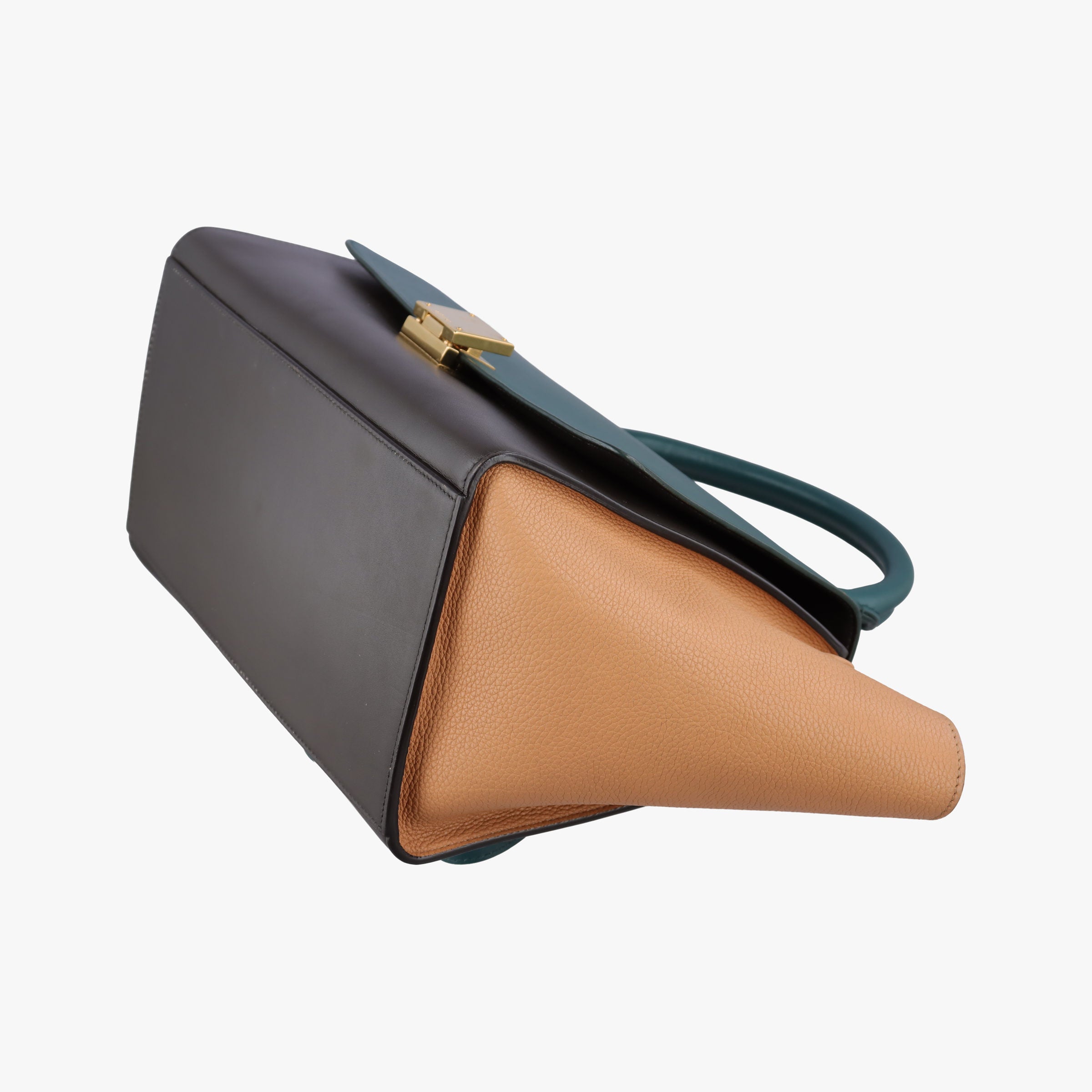 Pre-owned Celine Trapeze Green × Brown × Orange leather  shoulderbag | stylenewstar