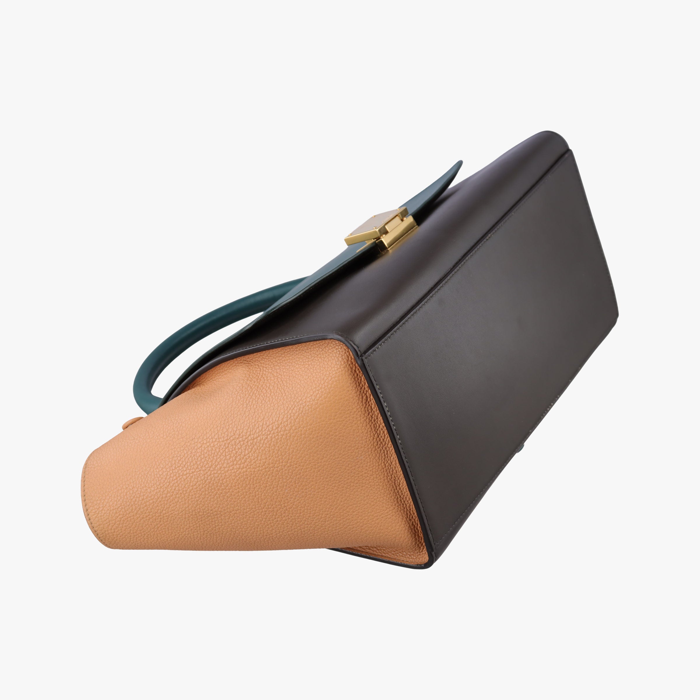 Pre-owned Celine Trapeze Green × Brown × Orange leather  shoulderbag | stylenewstar