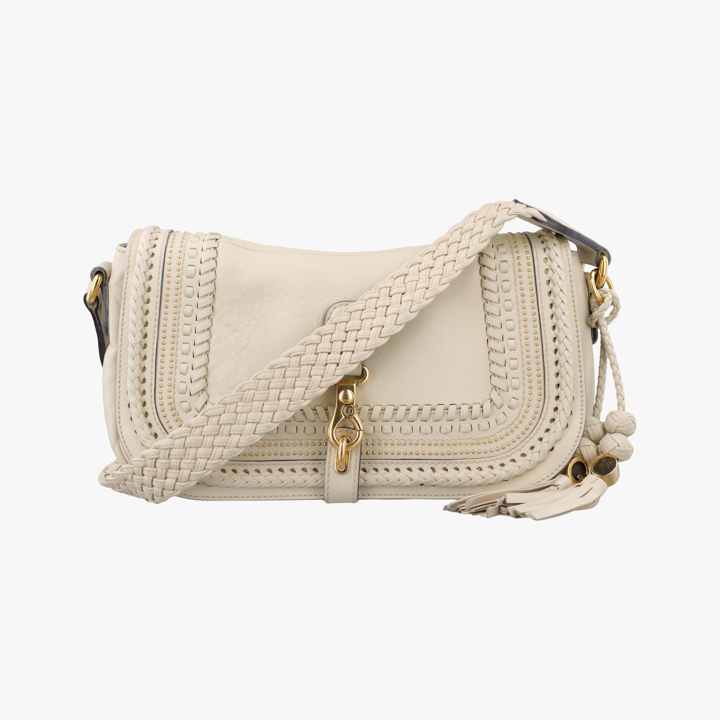 Secondhand Gucci Tassel Handmade Medium Flap White Leather 263954 shoulderbag | stylenewstar