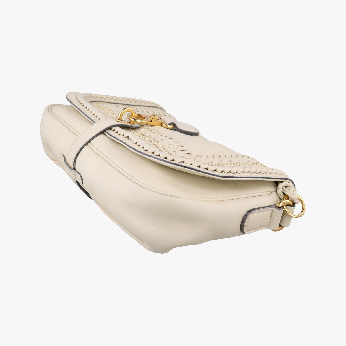 Secondhand Gucci Tassel Handmade Medium Flap White Leather 263954 shoulderbag | stylenewstar
