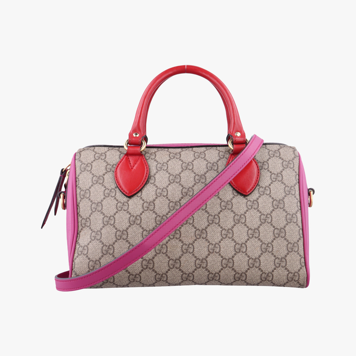 Secondhand Gucci GG SUPREME beige×red×pink PVC coated canvas×Leather 409529 shoulderbag | stylenewstar