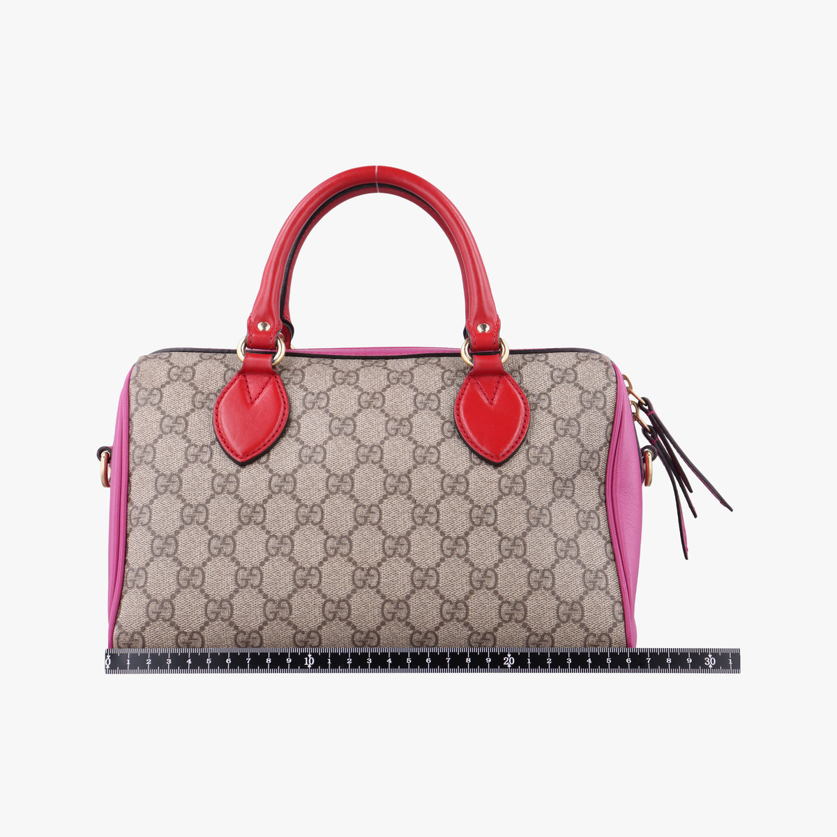 Secondhand Gucci GG SUPREME beige×red×pink PVC coated canvas×Leather 409529 shoulderbag | stylenewstar