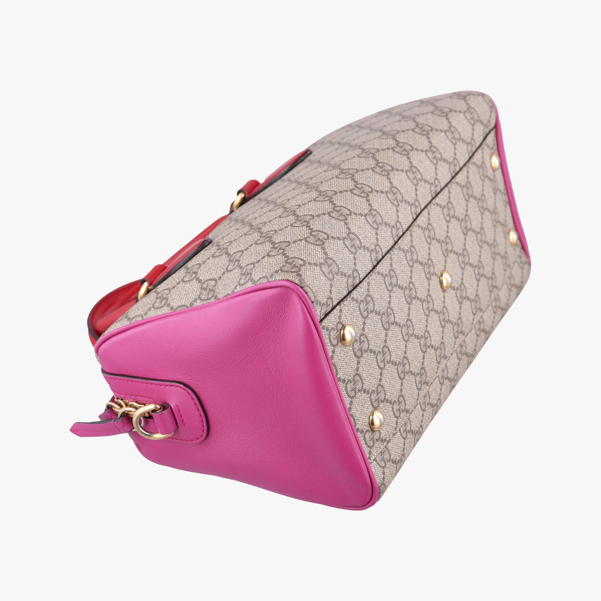 Secondhand Gucci GG SUPREME beige×red×pink PVC coated canvas×Leather 409529 shoulderbag | stylenewstar