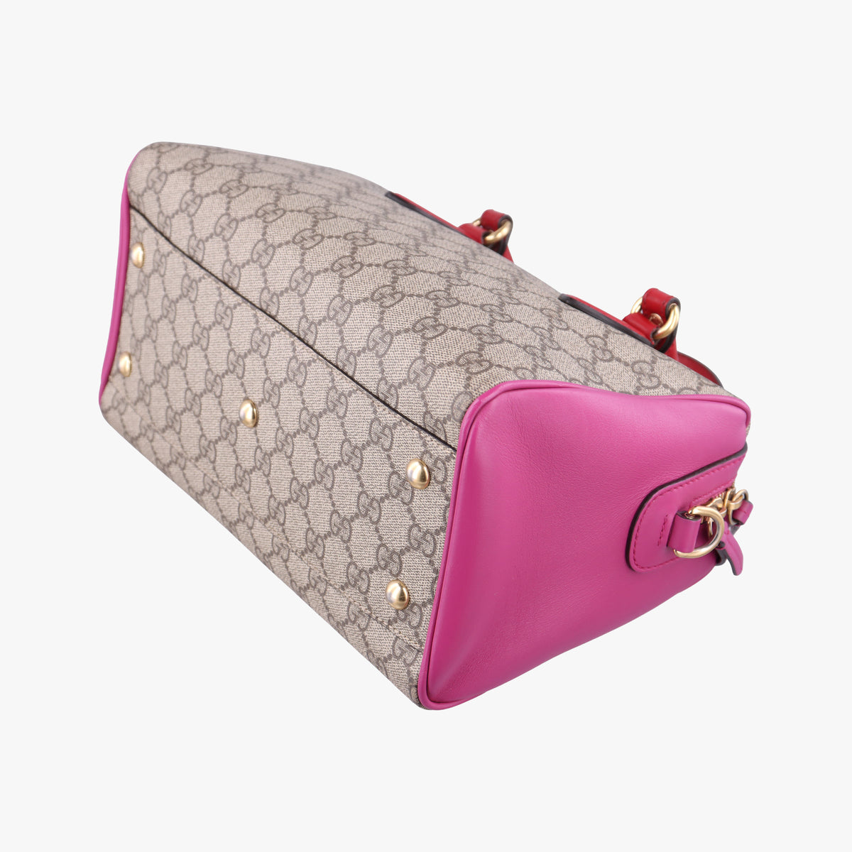 Secondhand Gucci GG SUPREME beige×red×pink PVC coated canvas×Leather 409529 shoulderbag | stylenewstar