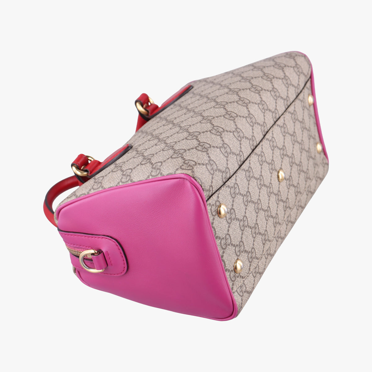 Secondhand Gucci GG SUPREME beige×red×pink PVC coated canvas×Leather 409529 shoulderbag | stylenewstar