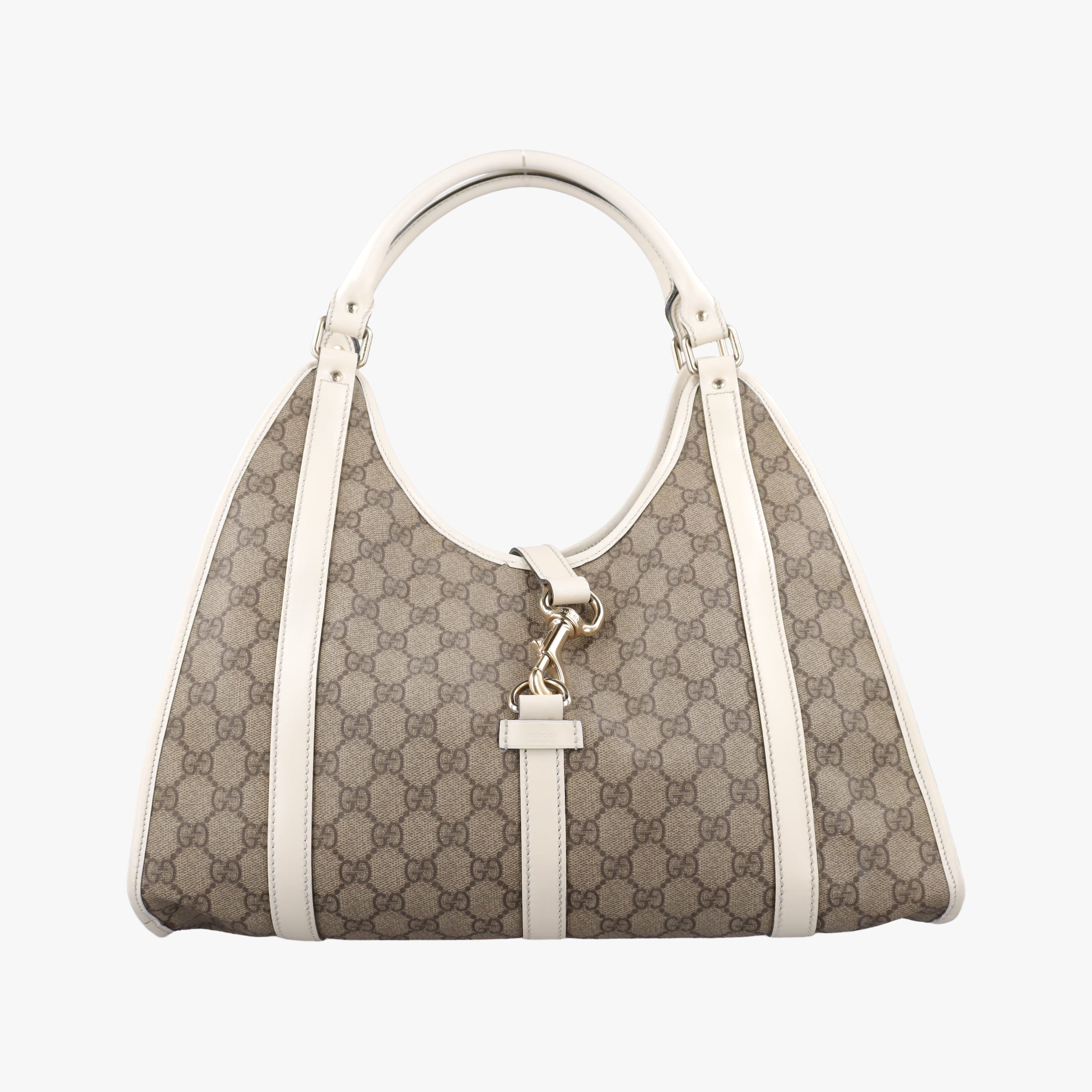 Pre-owned Gucci New Jackie Brown×White PVC coated canvas×Leather 203494 handbag | stylenewstar