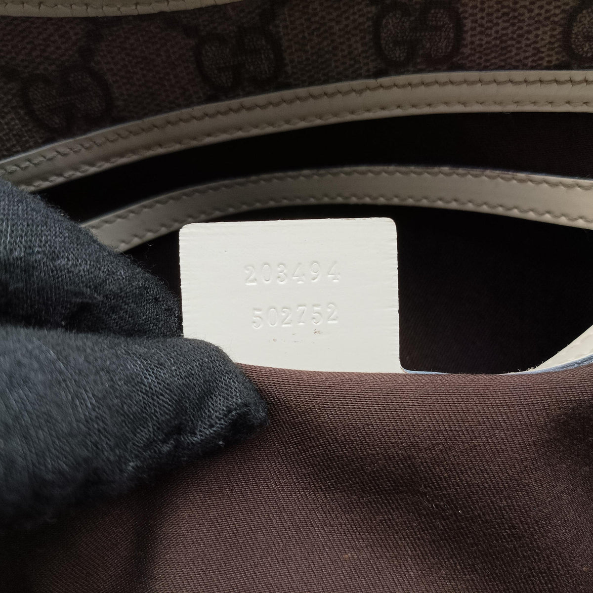 Pre-owned Gucci New Jackie Brown×White PVC coated canvas×Leather 203494 handbag | stylenewstar