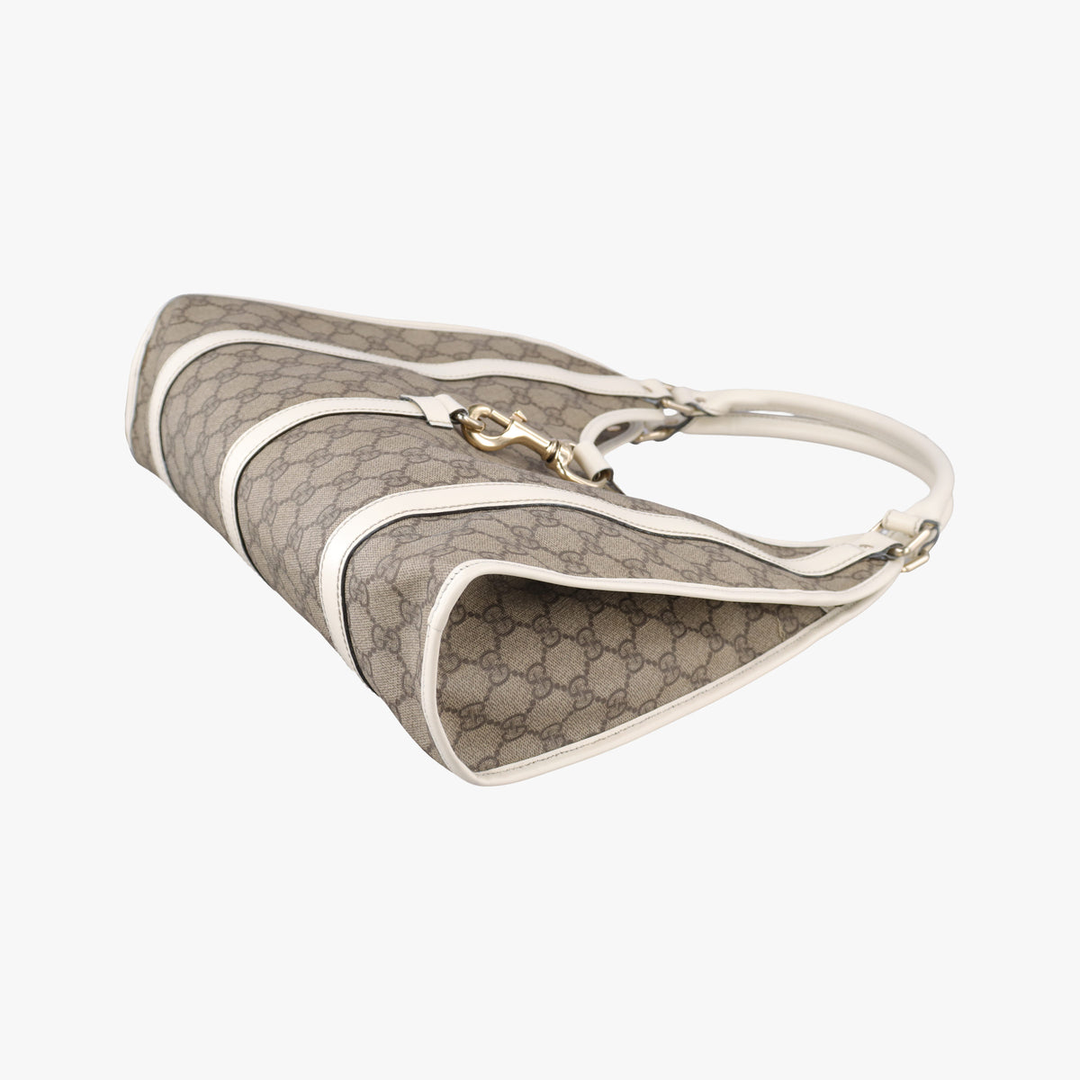 Pre-owned Gucci New Jackie Brown×White PVC coated canvas×Leather 203494 handbag | stylenewstar