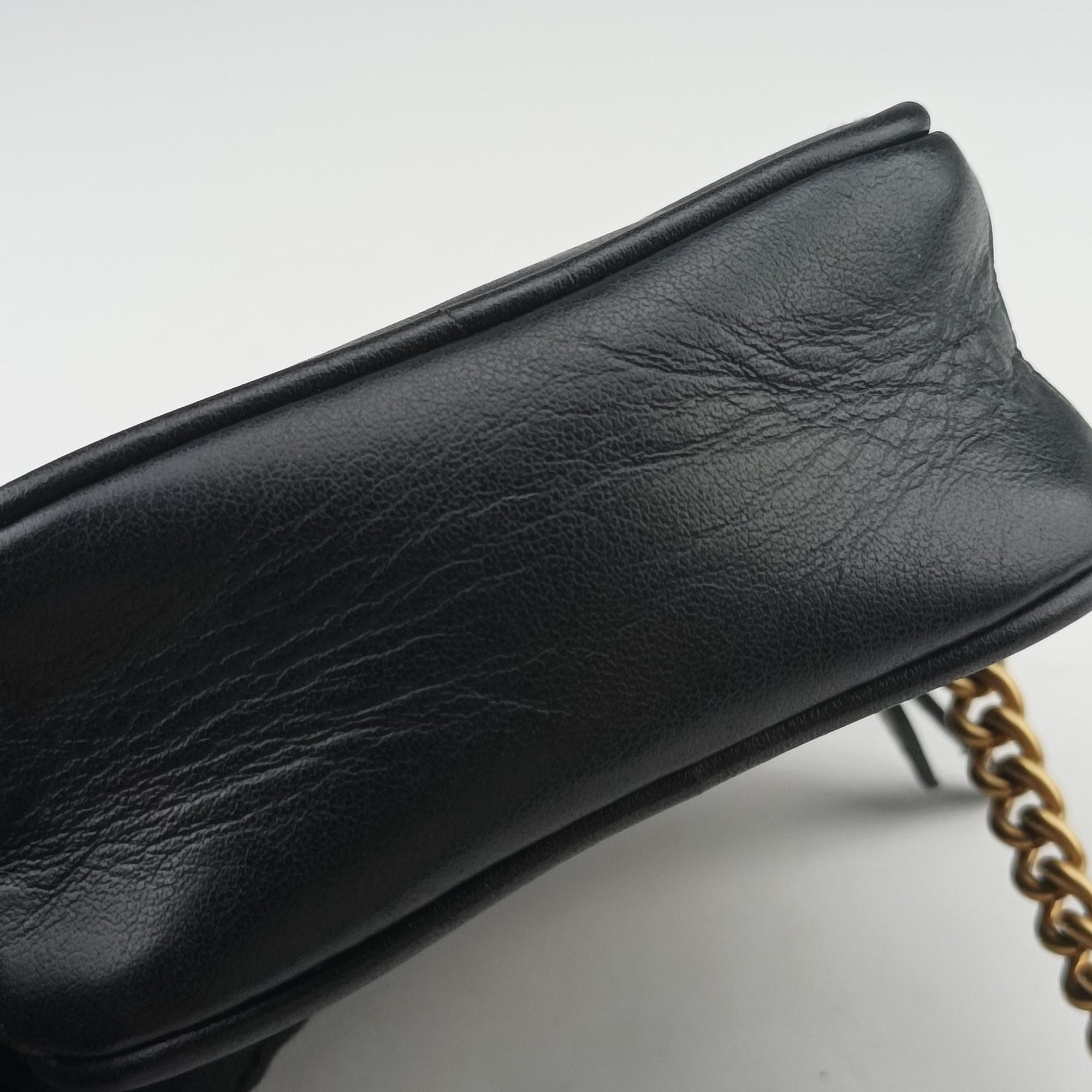Pre-owned Gucci GG Marmont Black Leather 598597 shoulderbag | stylenewstar