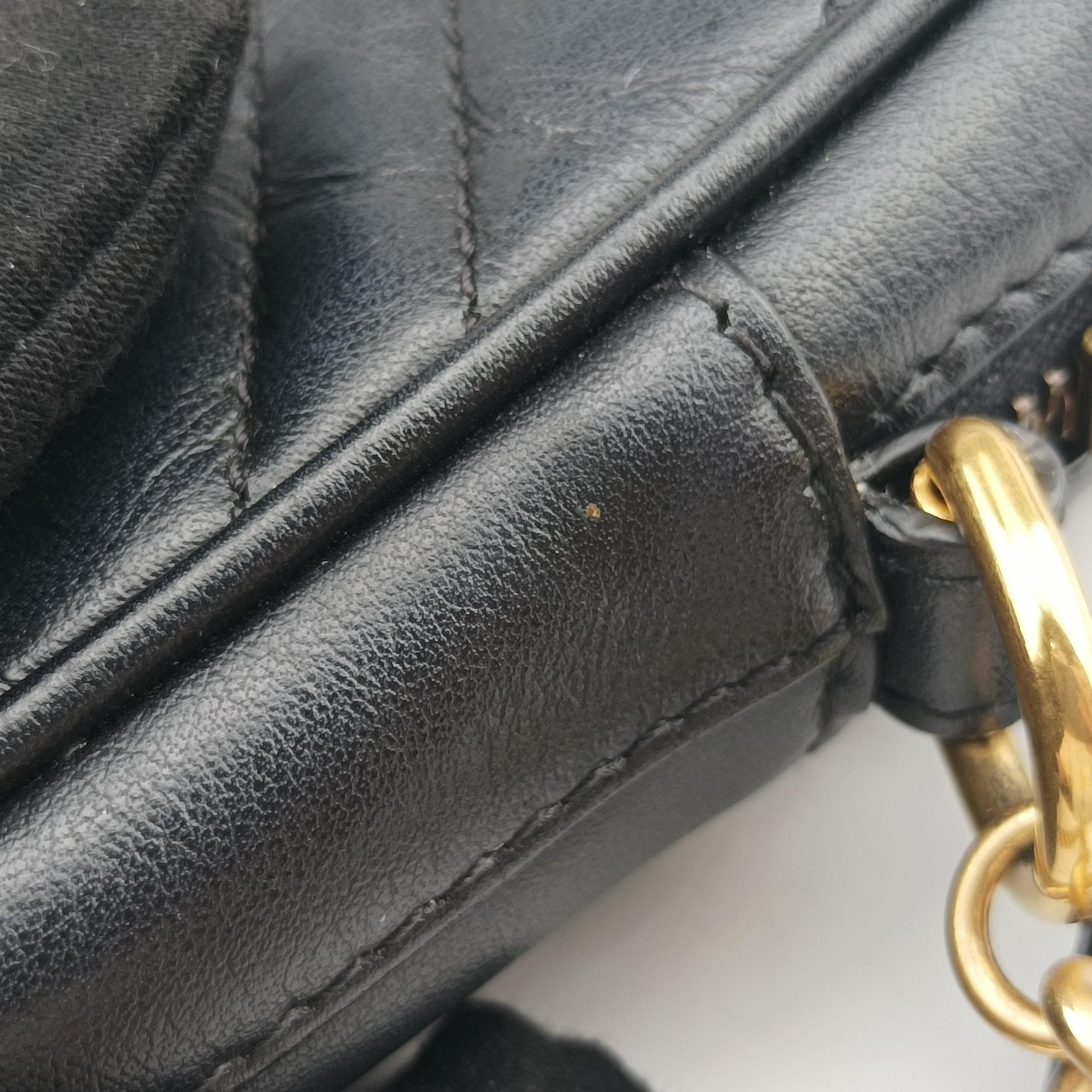 Pre-owned Gucci GG Marmont Black Leather 598597 shoulderbag | stylenewstar