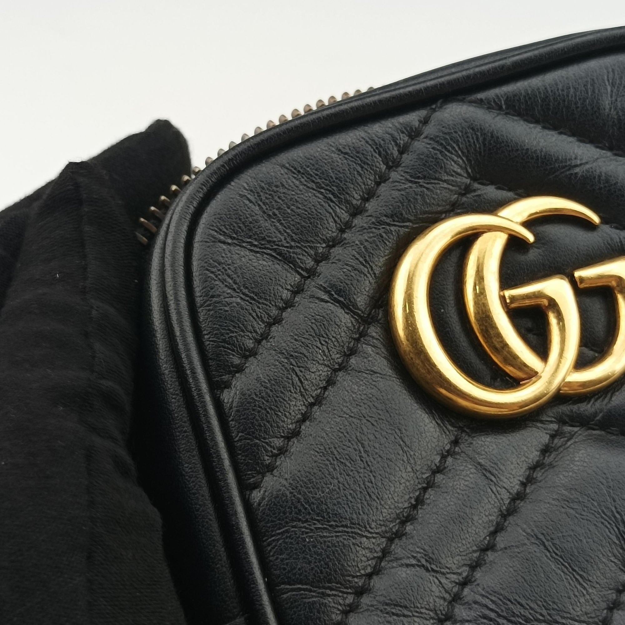 Pre-owned Gucci GG Marmont Black Leather 598597 shoulderbag | stylenewstar