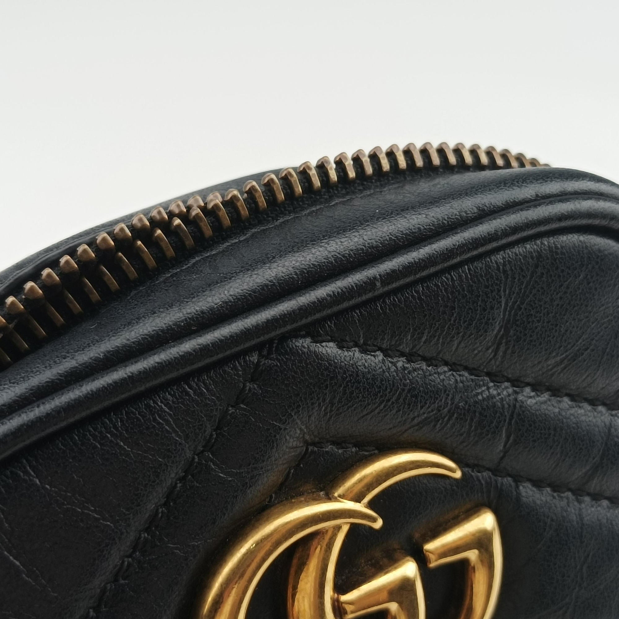 Pre-owned Gucci GG Marmont Black Leather 598597 shoulderbag | stylenewstar