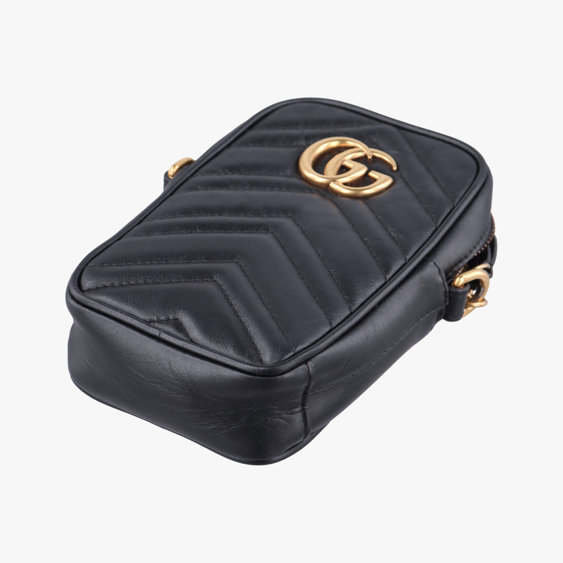 Pre-owned Gucci GG Marmont Black Leather 598597 shoulderbag | stylenewstar
