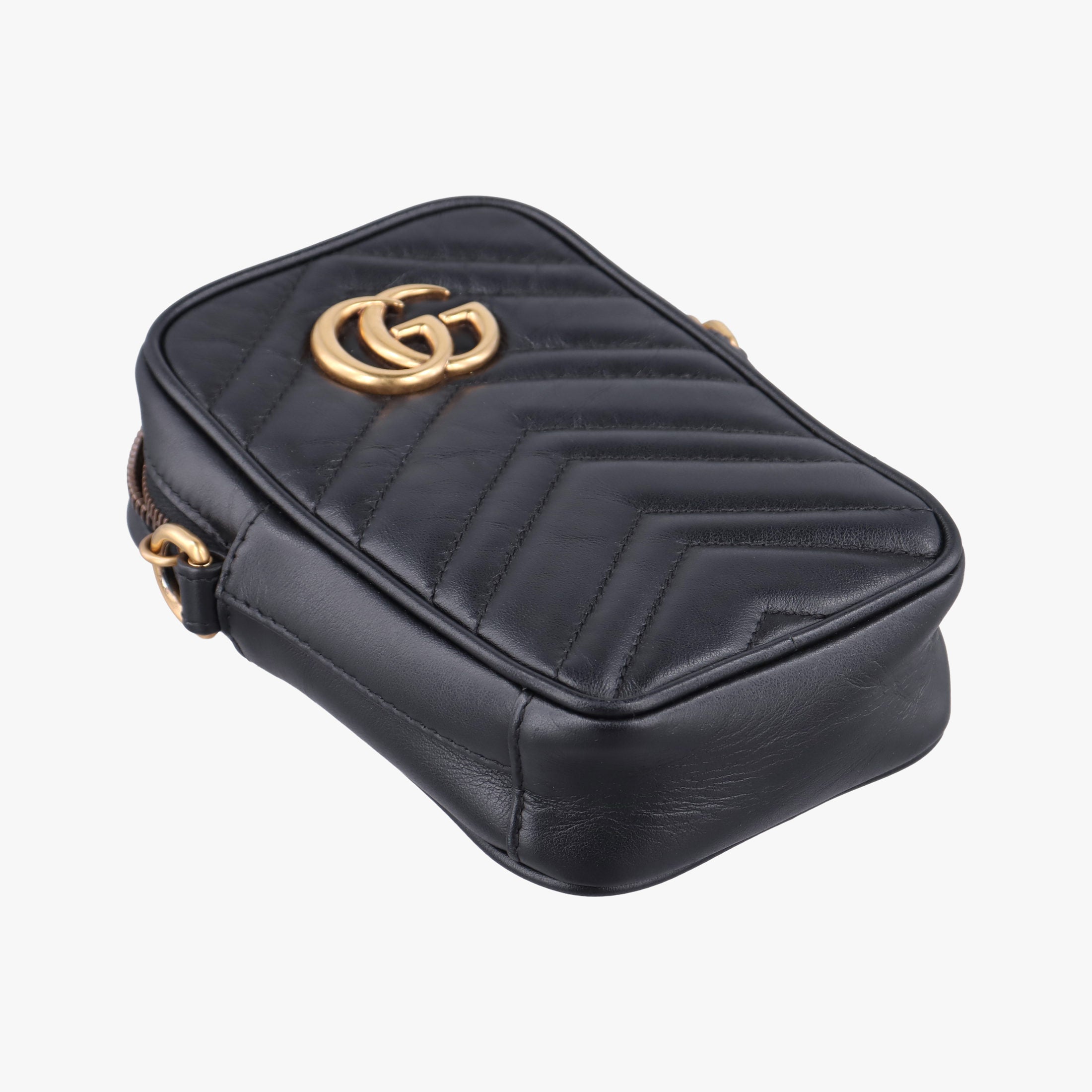 Pre-owned Gucci GG Marmont Black Leather 598597 shoulderbag | stylenewstar