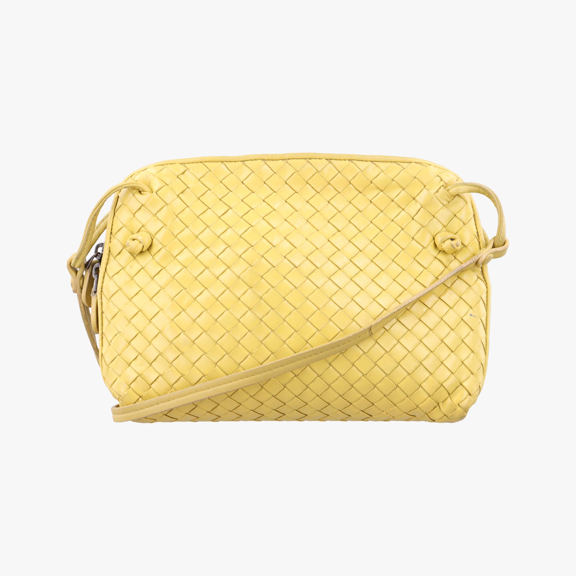 Pre-owned Bottega Veneta NODINI Intrecciato Yellow lambskin  shoulderbag | stylenewstar