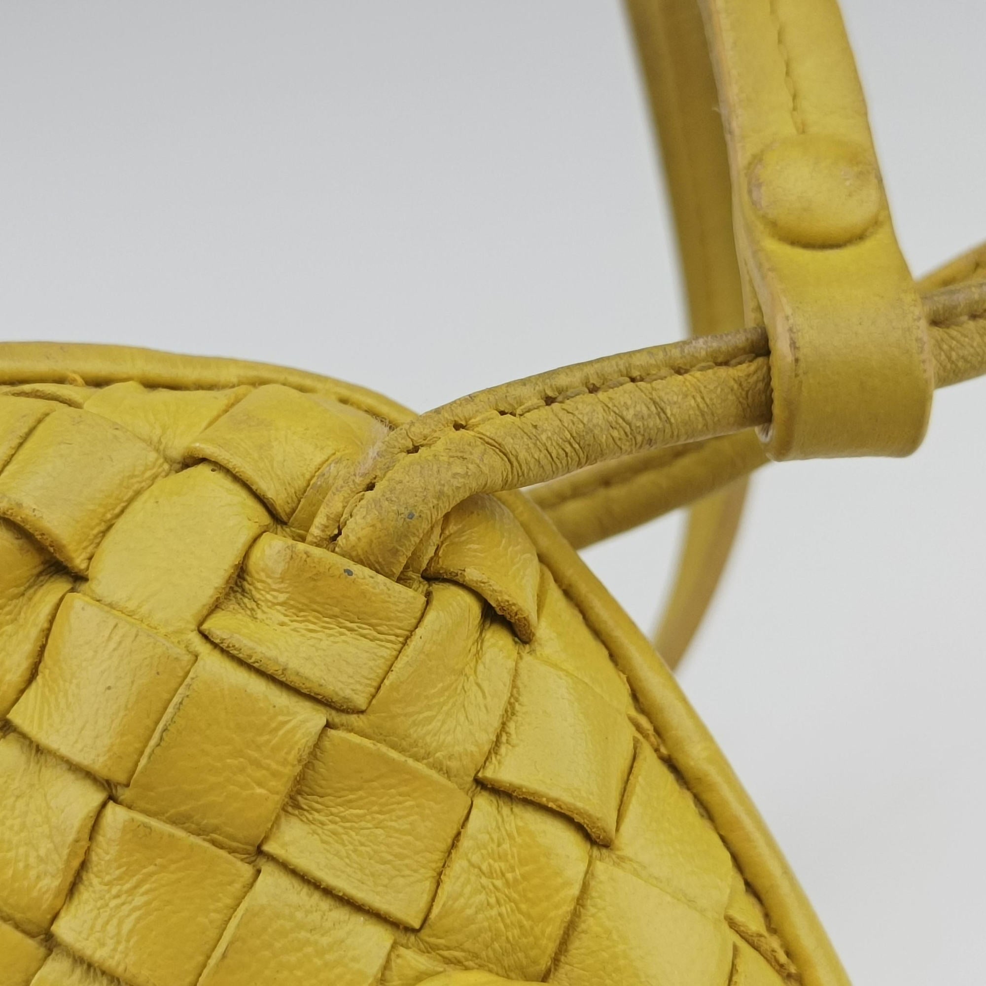 Pre-owned Bottega Veneta NODINI Intrecciato Yellow lambskin  shoulderbag | stylenewstar